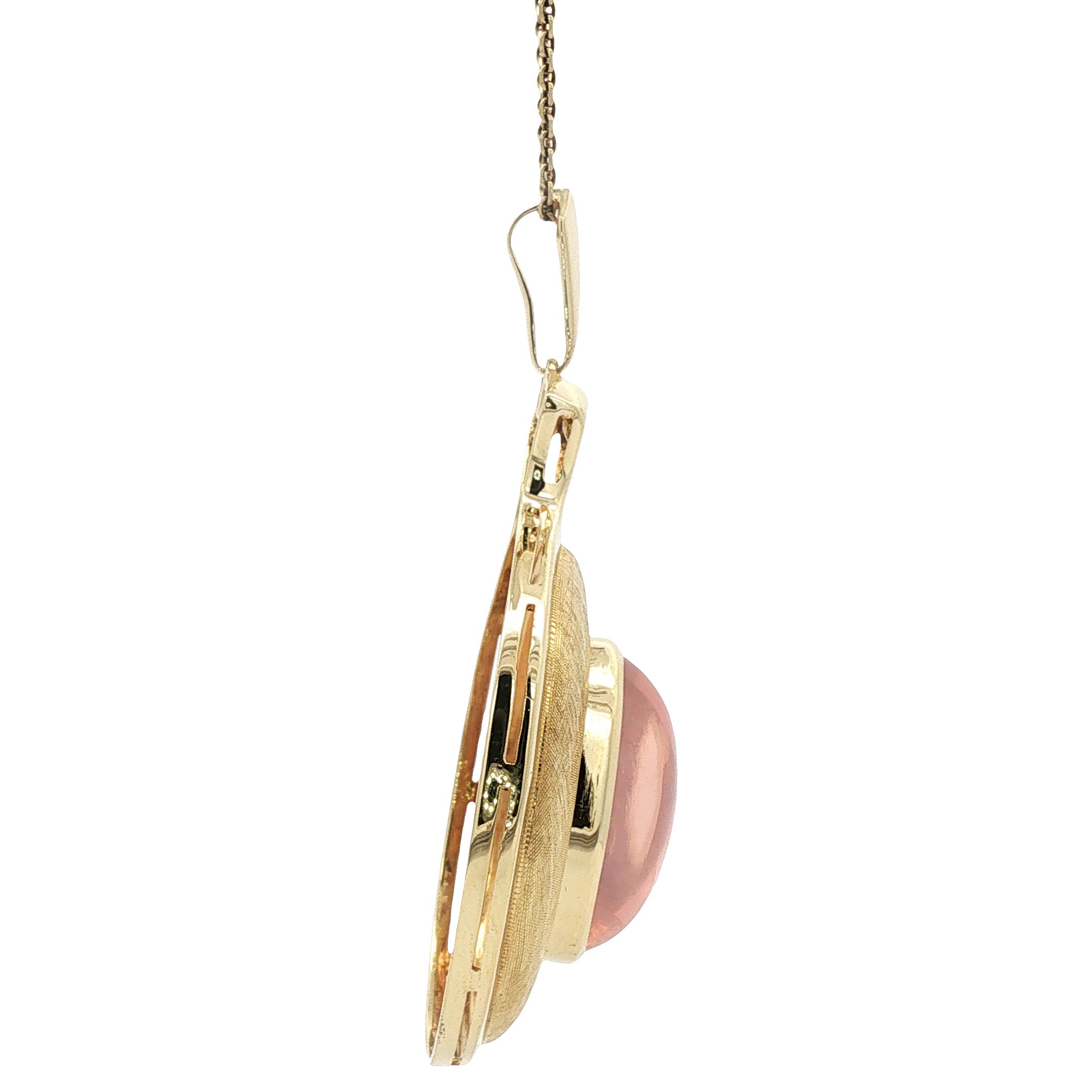 Gouden vintage hanger met sterrozenkwarts 14 kt