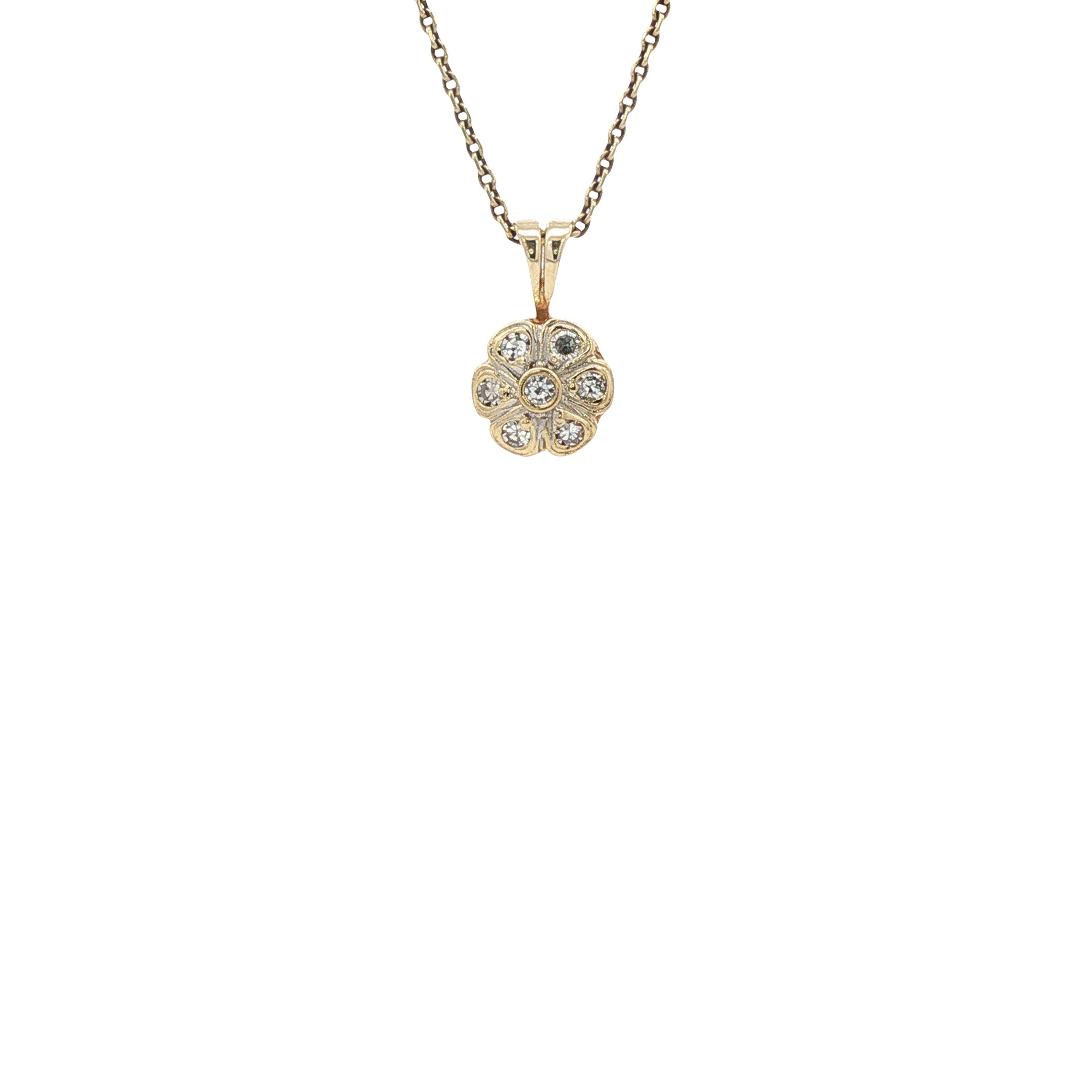 Gouden vintage hanger met diamant 14 kt