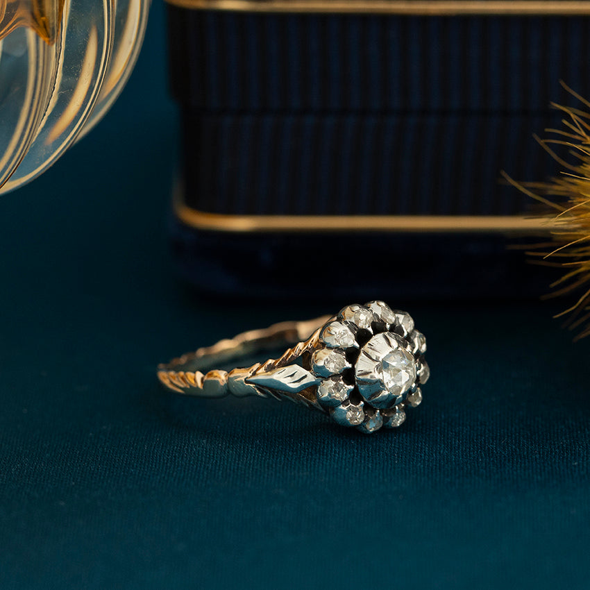 Gouden vintage ring met roosdiamant 14 kt/925
