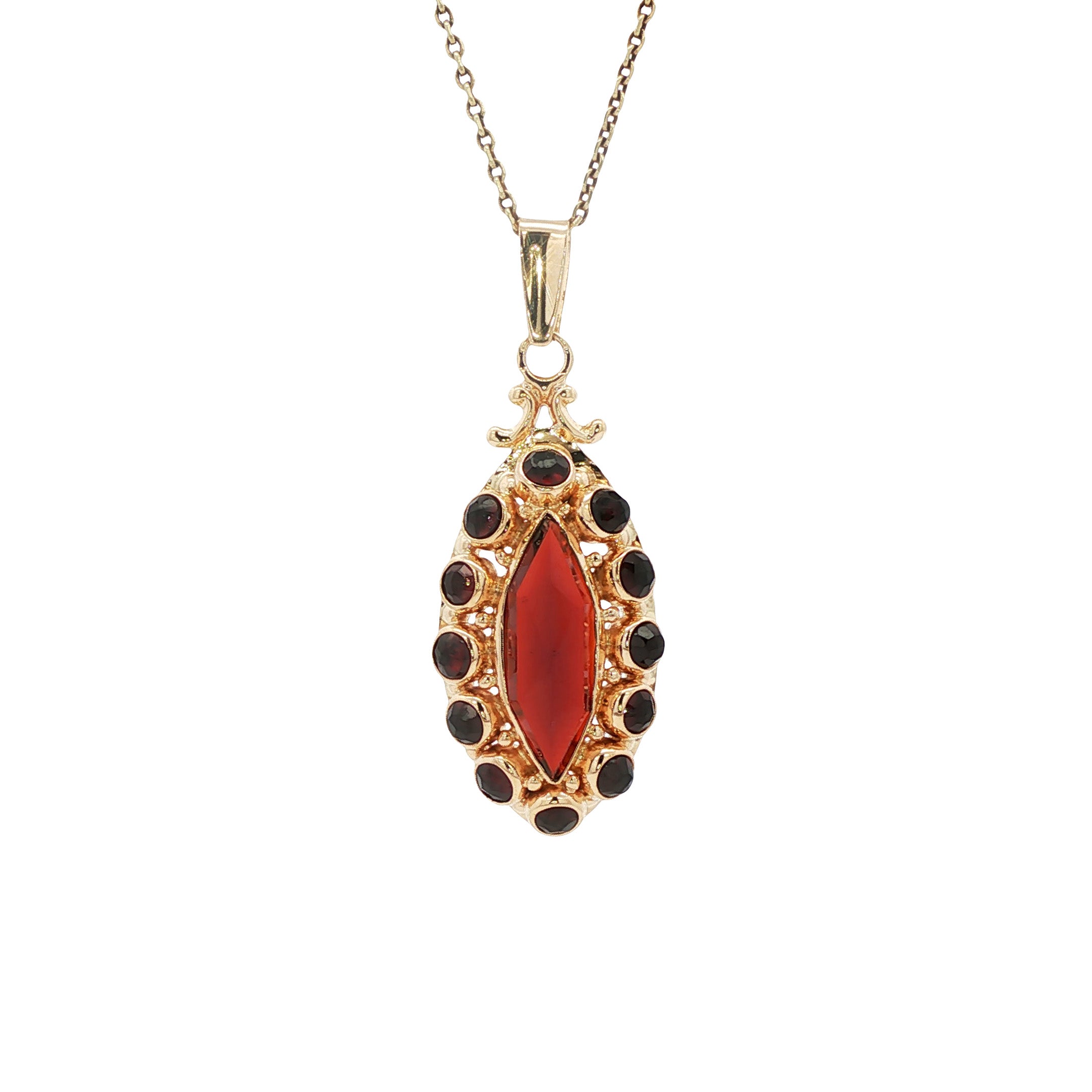 Vintage gold pendant with garnet, 14 kt