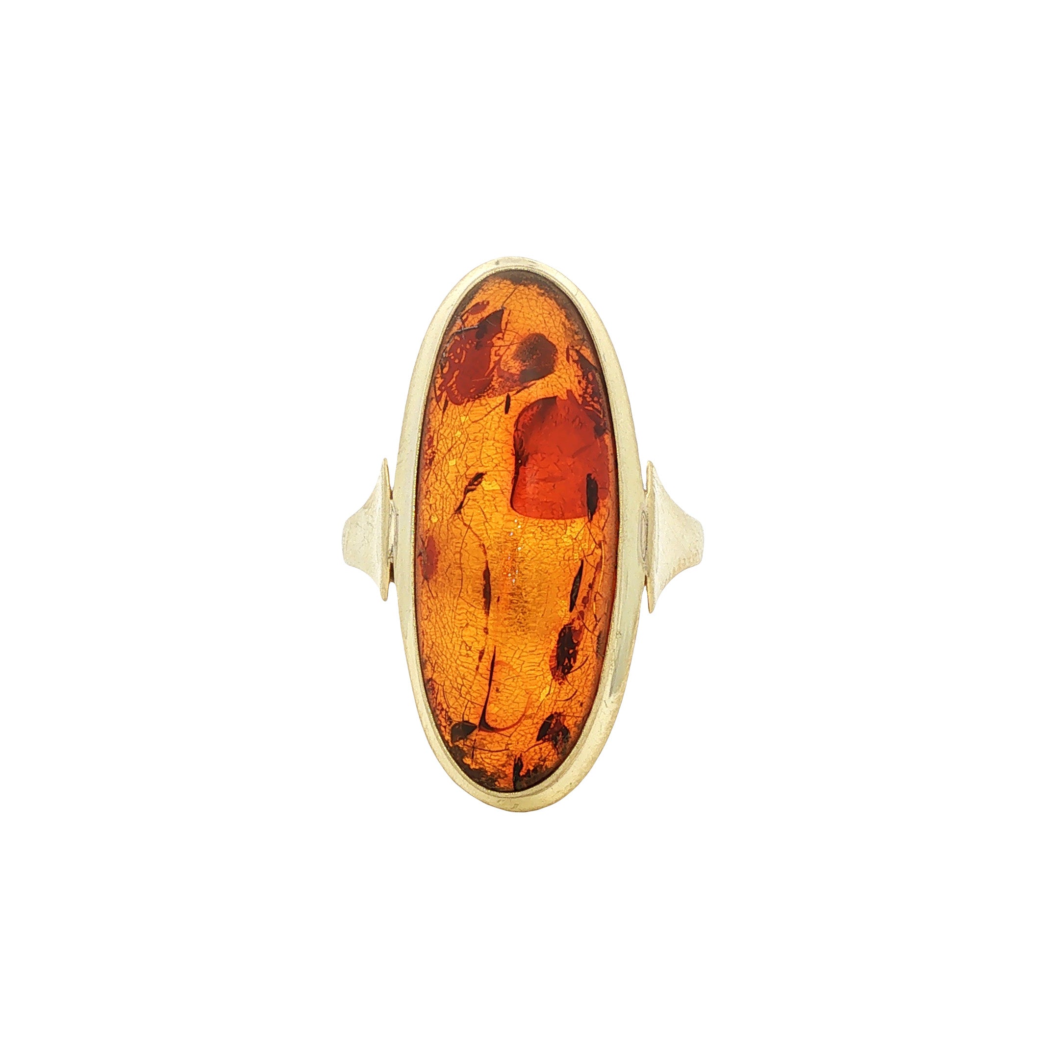 Gouden vintage ring met amber 14 kt