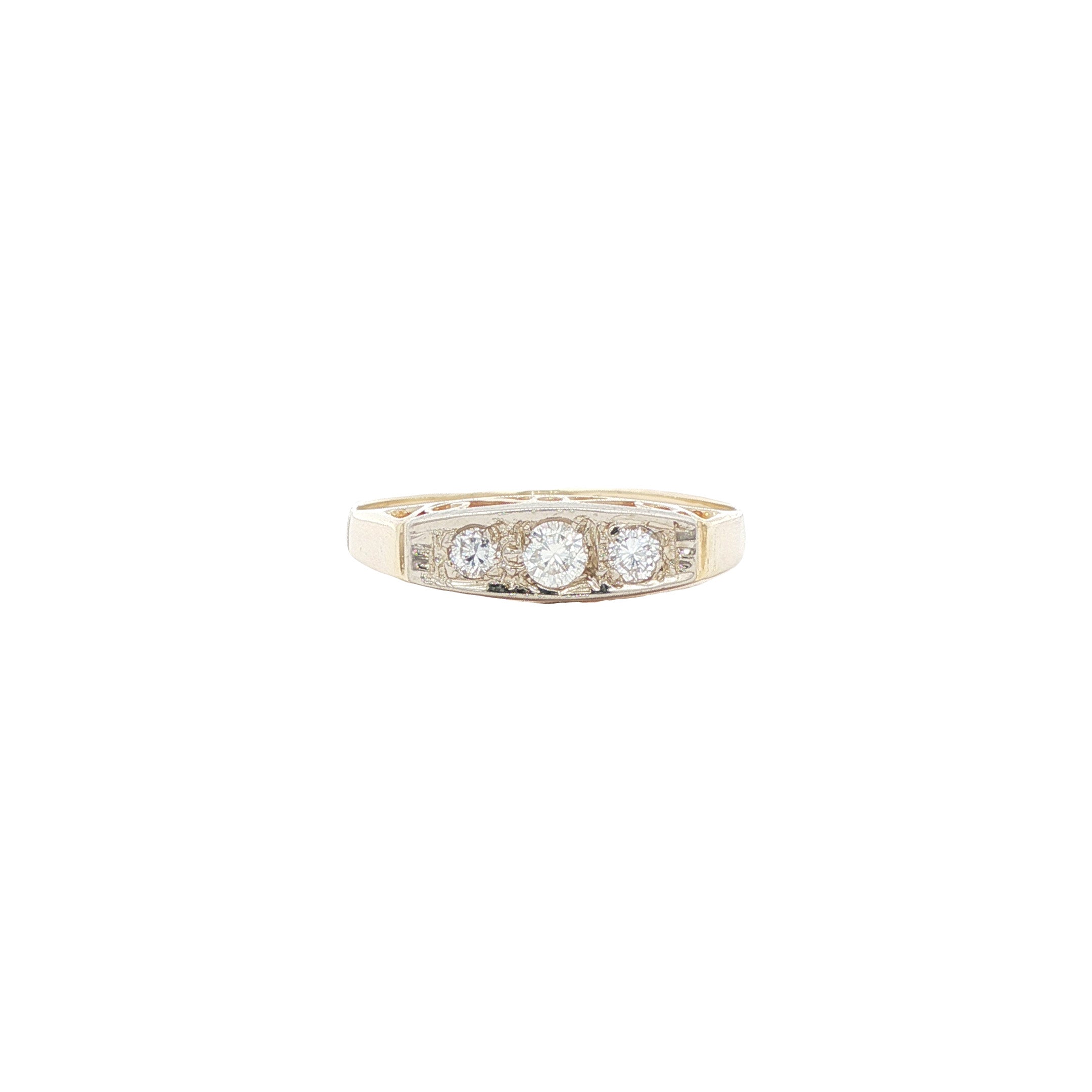 Vintage gold ring with diamond, 14 kt