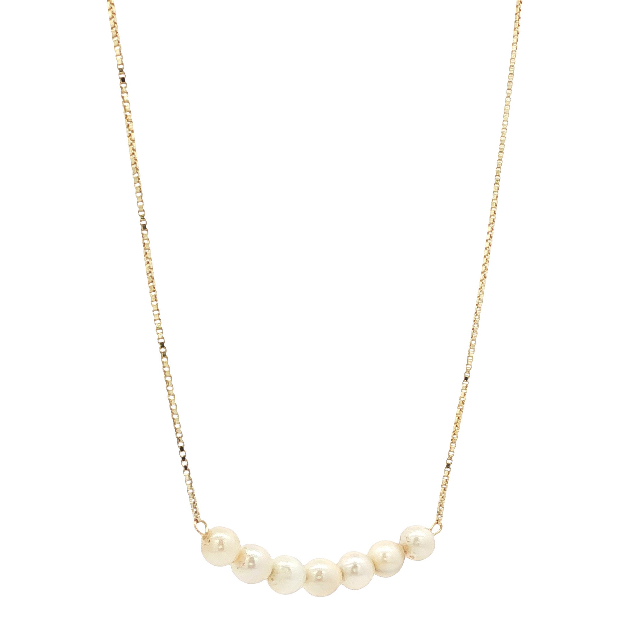 Vintage 14 kt gold Venetian chain necklace with pearl