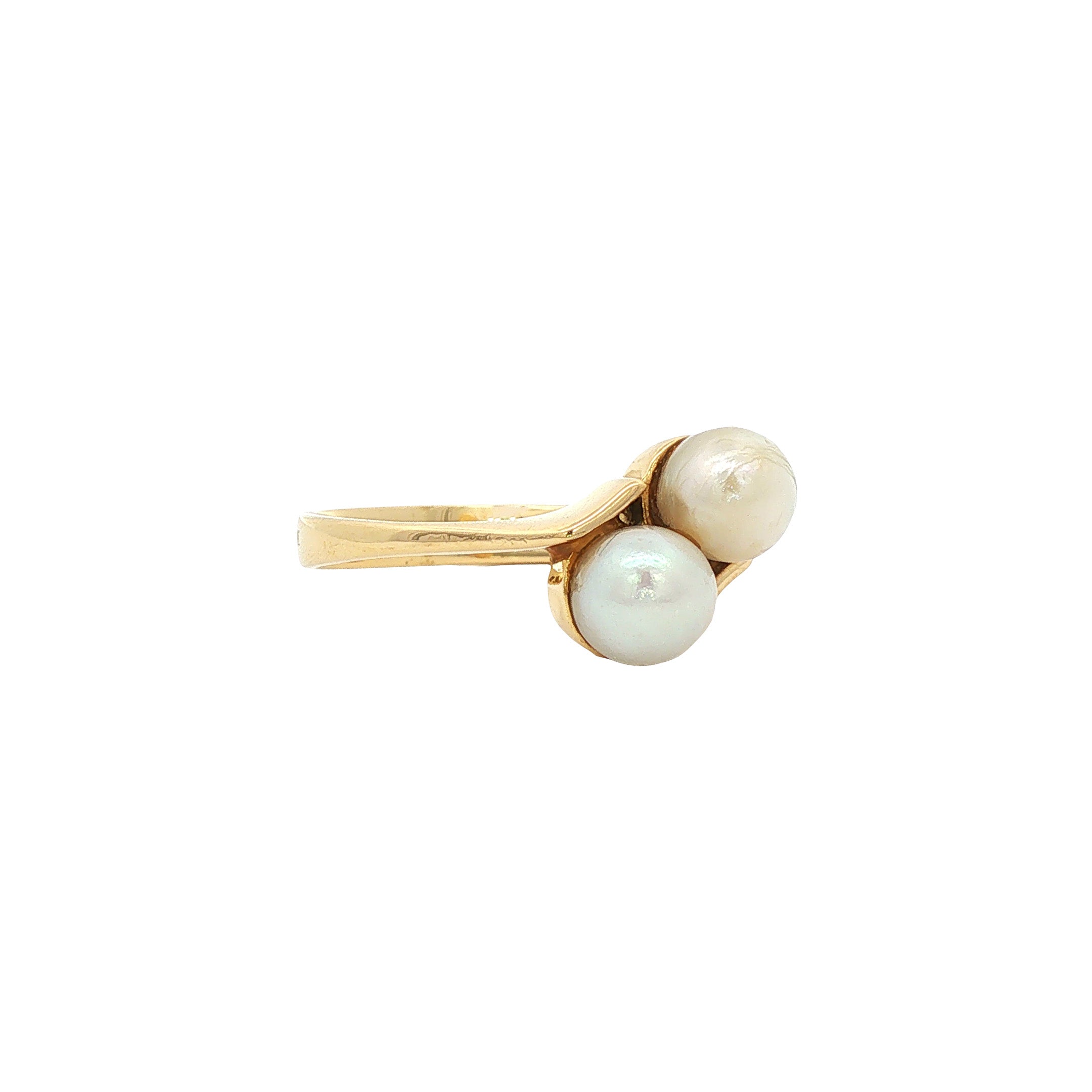 18 kt vintage gold ring with pearl