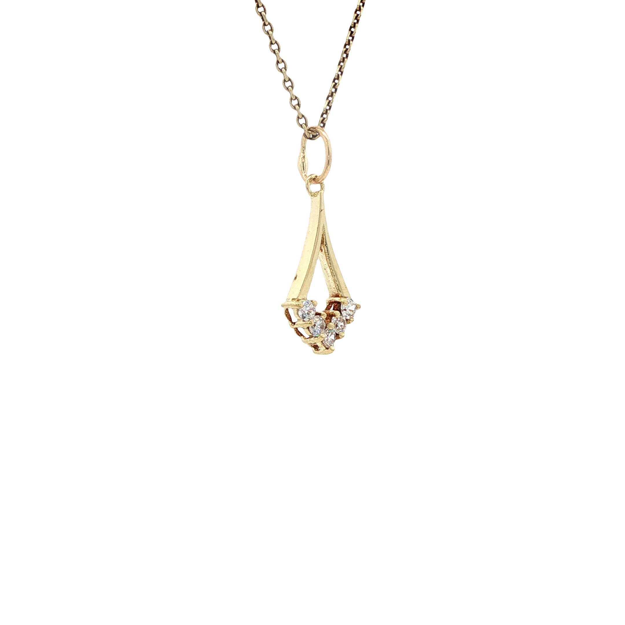 14 kt gold vintage pendant with zirconia