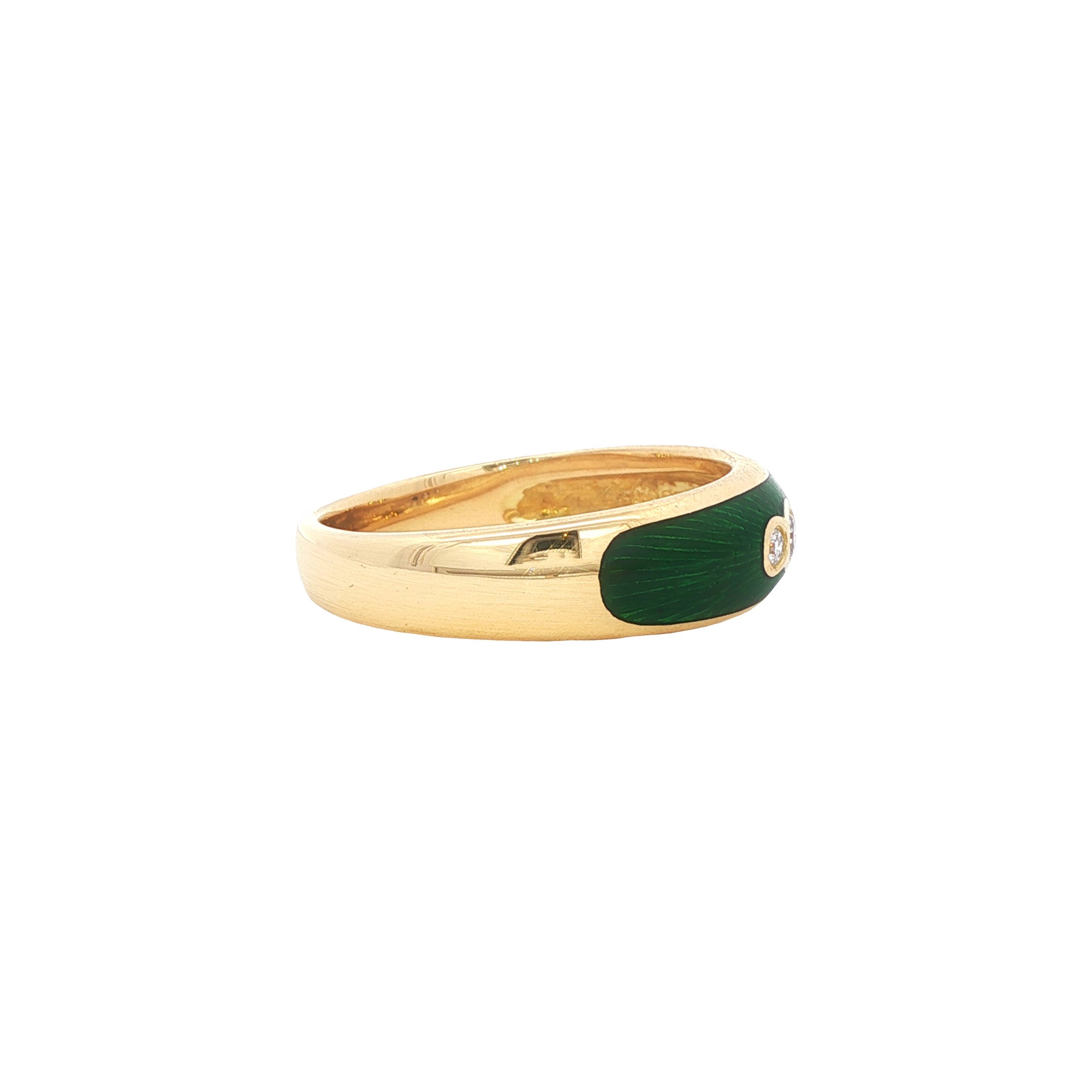 Gouden vintage Fabergé ring met emaille en diamant 18 kt