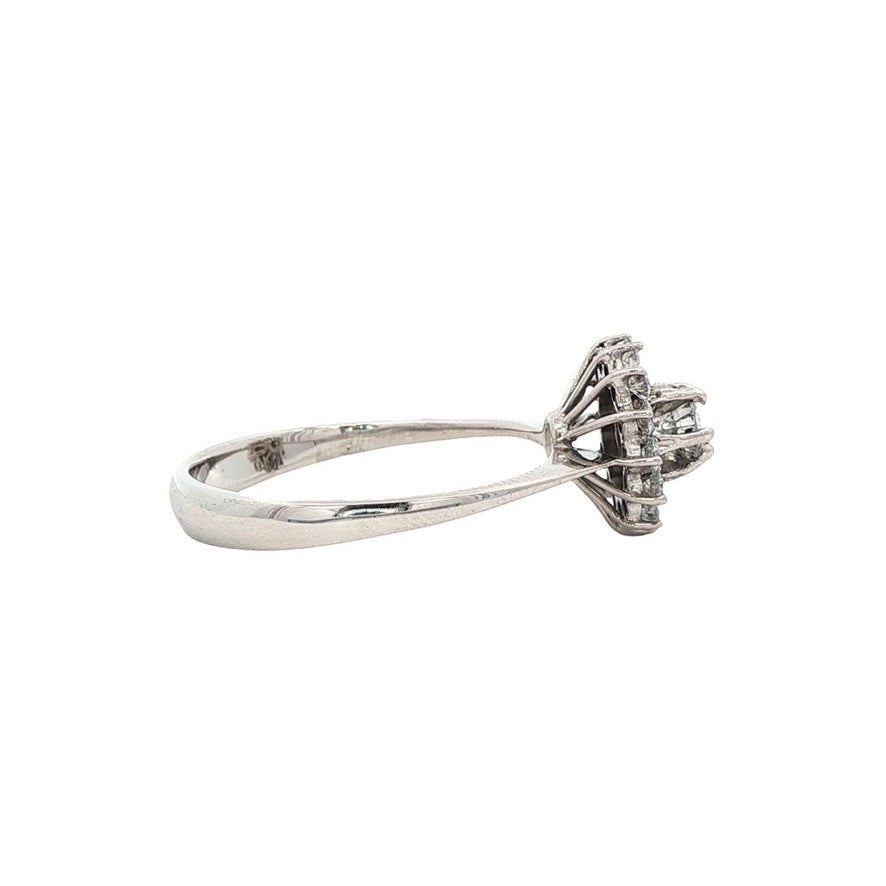 Vintage white gold ring with diamond, 14 kt