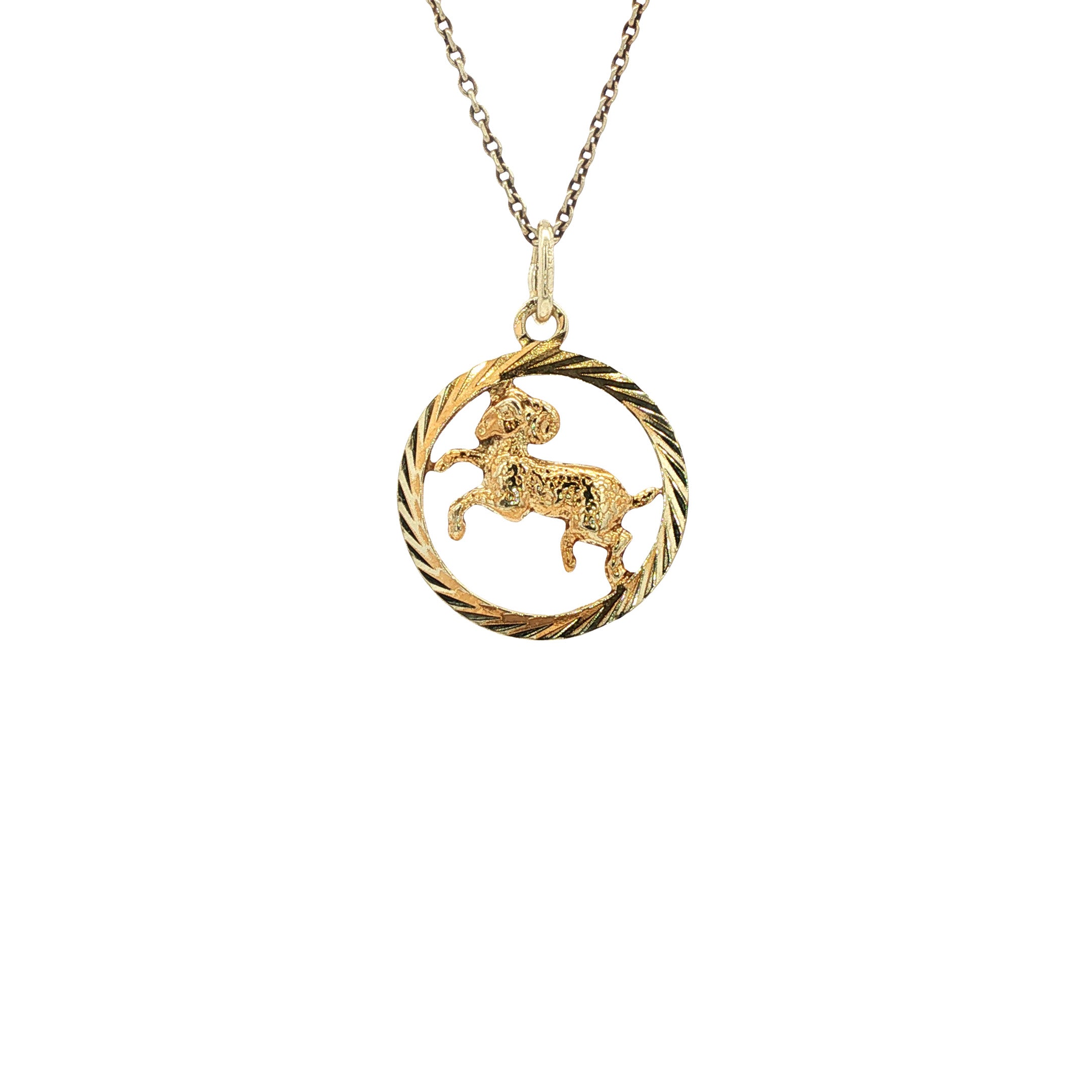 Vintage 14 kt gold Aries zodiac pendant