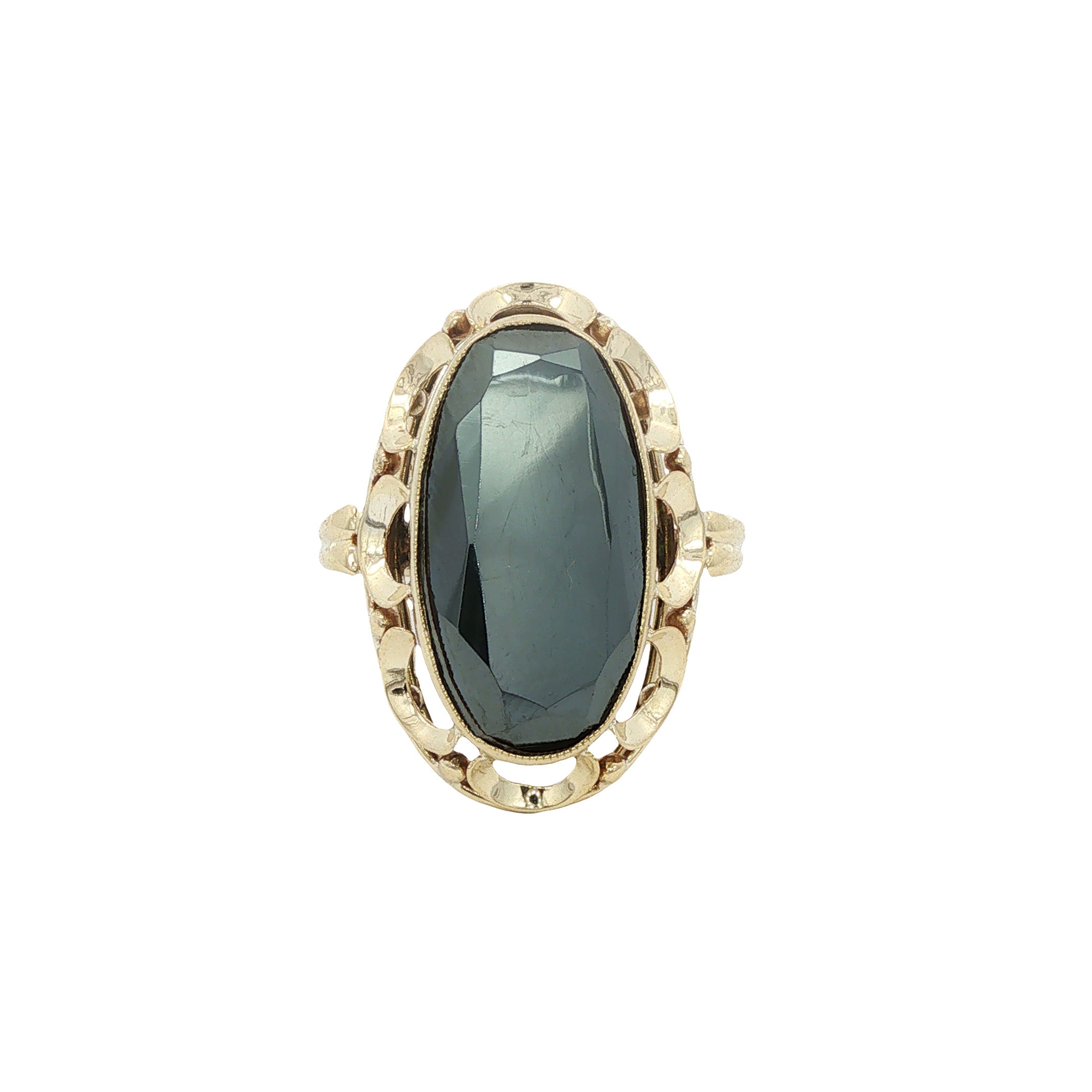 Gouden vintage ring met hematiet 14 kt