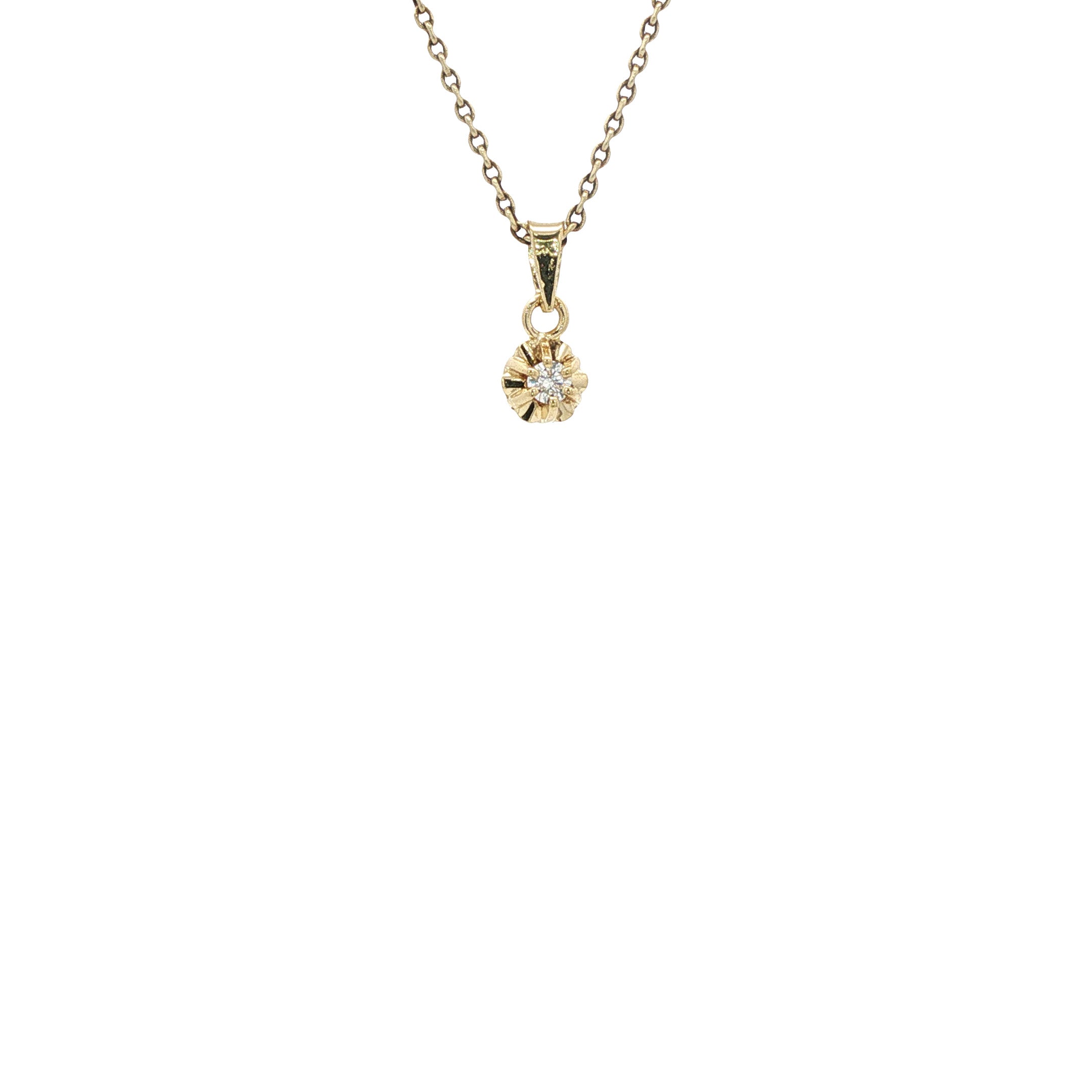Gouden vintage hanger met diamant 14 kt