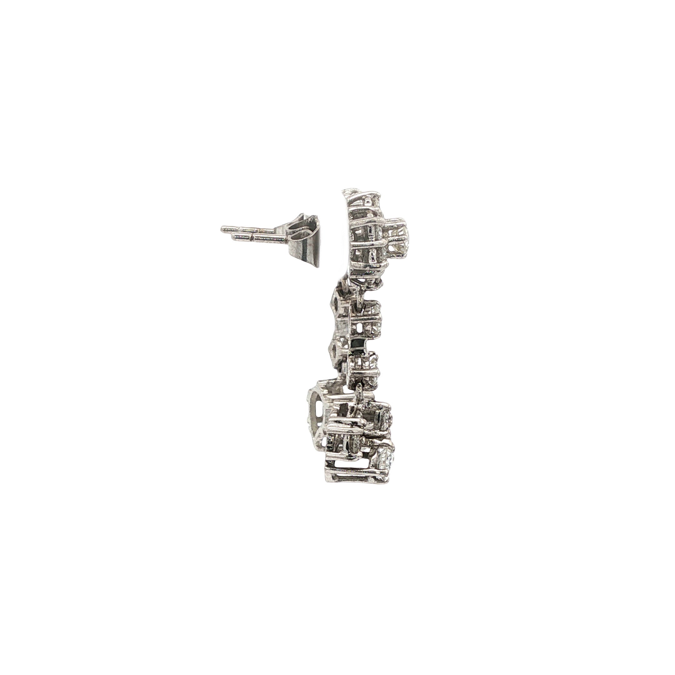 Vintage 18 kt white gold earrings with diamond