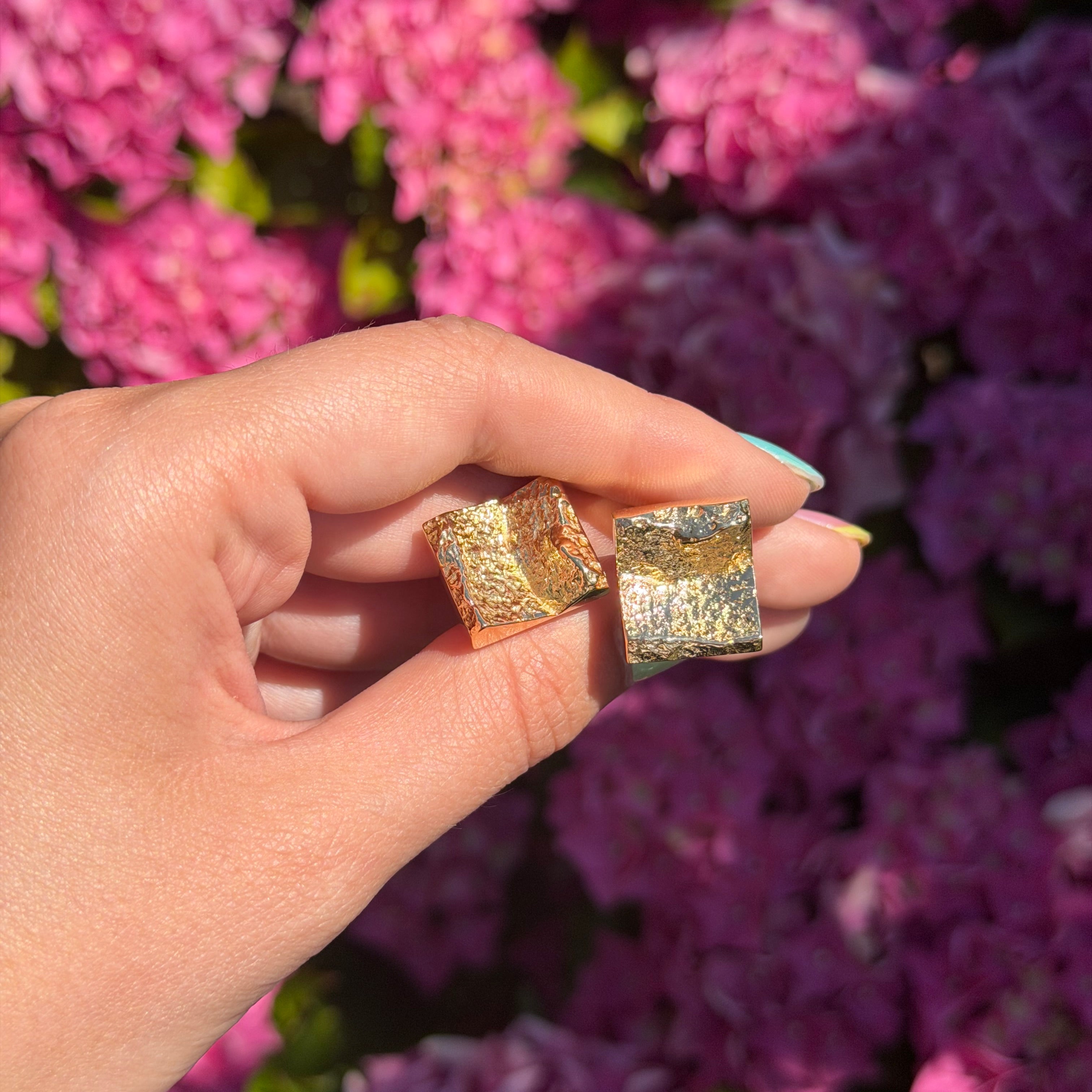 Gouden vintage fantasie manchet knopen 18 kt