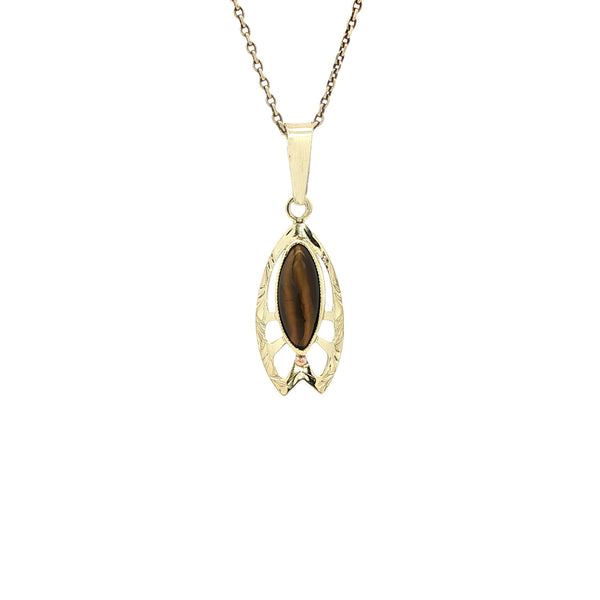 Vintage 14 kt gold pendant with tiger's eye
