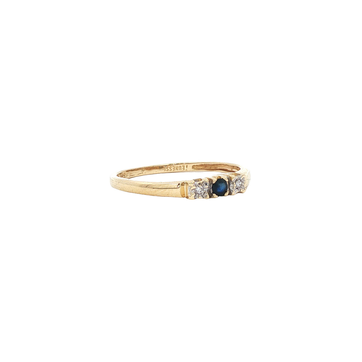 Gouden vintage ring met saffier en diamant 14 kt