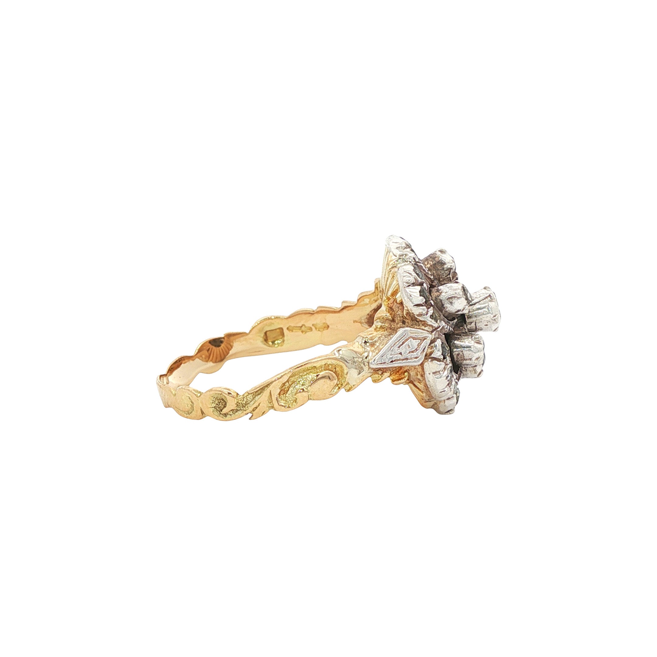 Gouden vintage ring met roosdiamant 14 kt/925