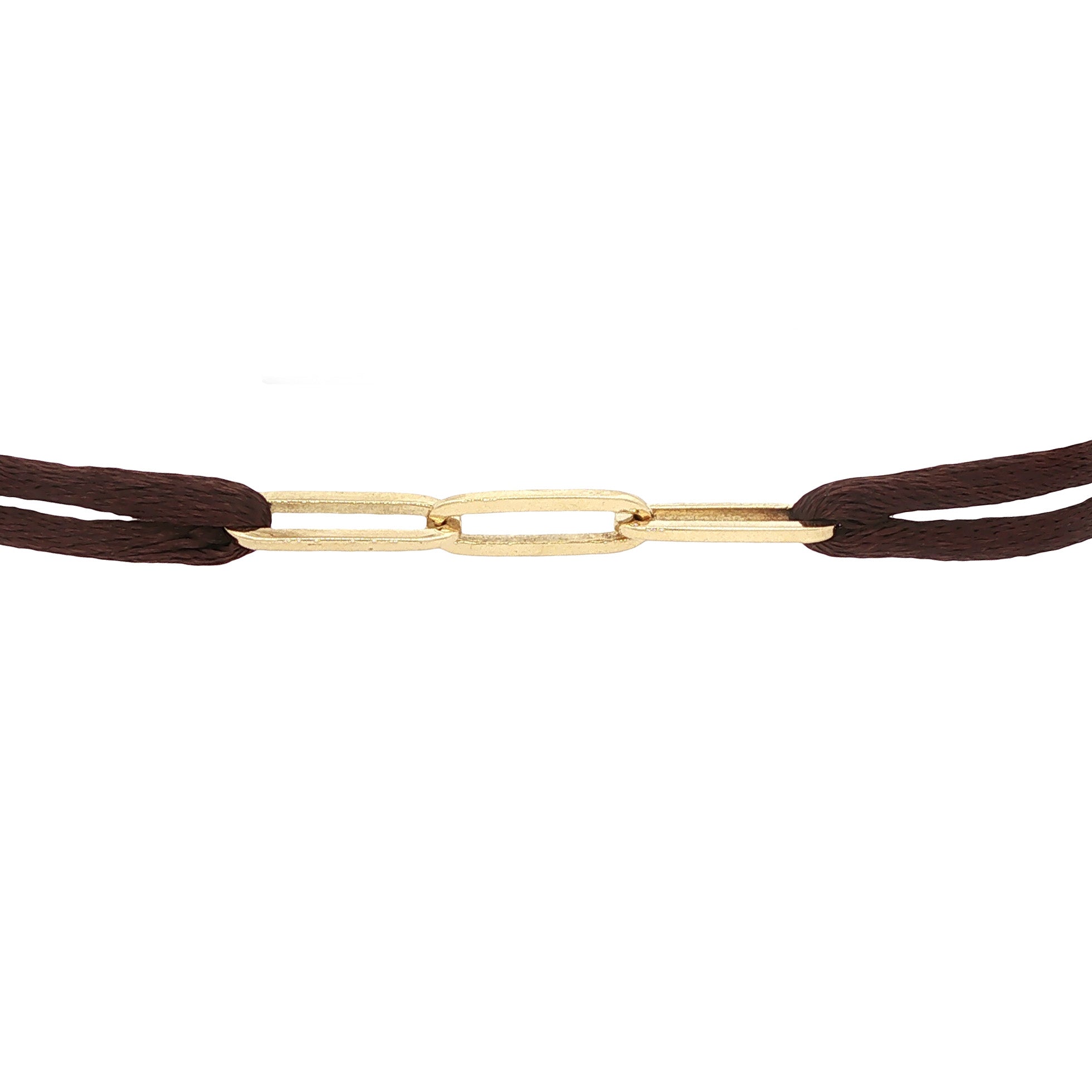 Vintage satijnen armband met closed forever schakel 14 kt