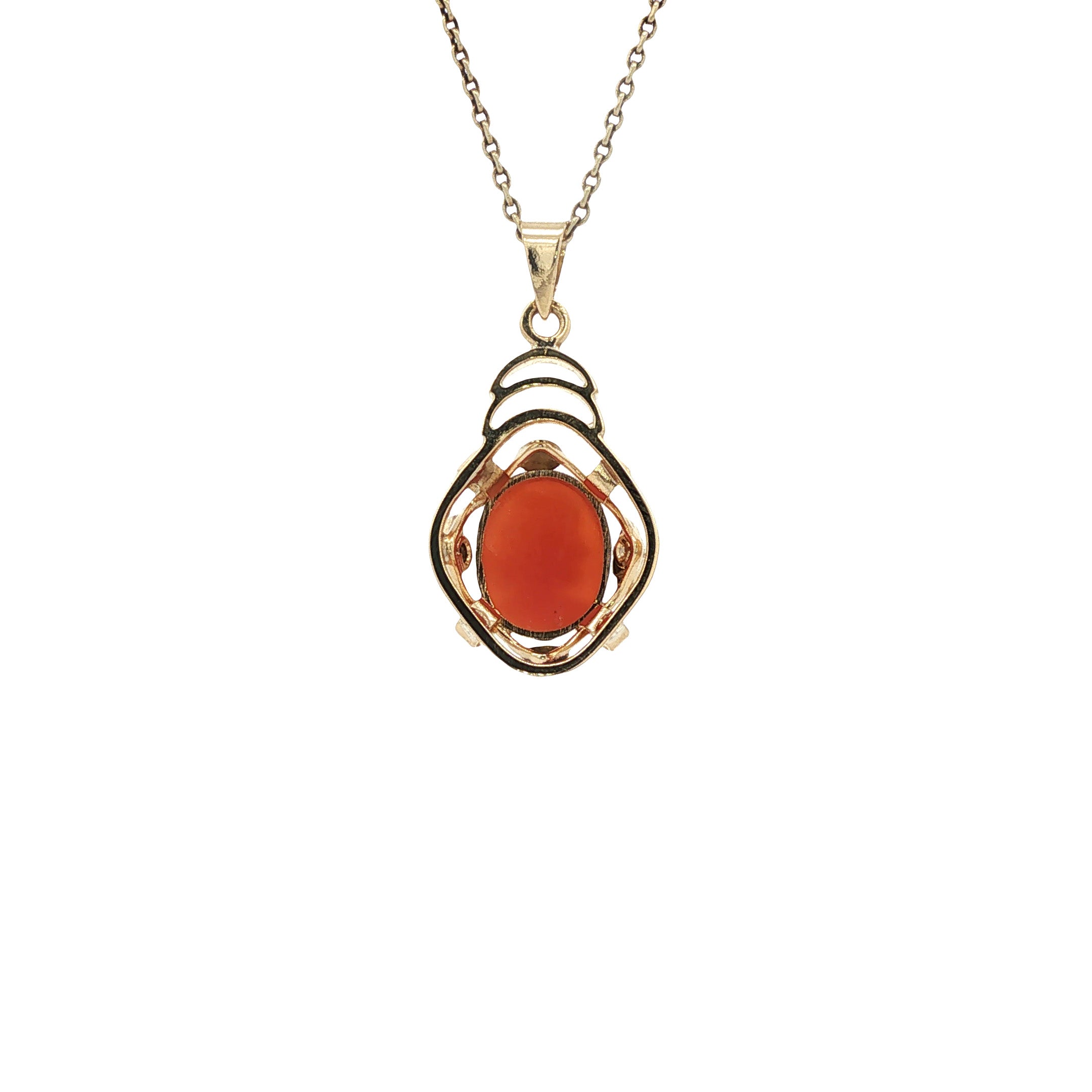 Gold vintage pendant with cameo, 14 kt