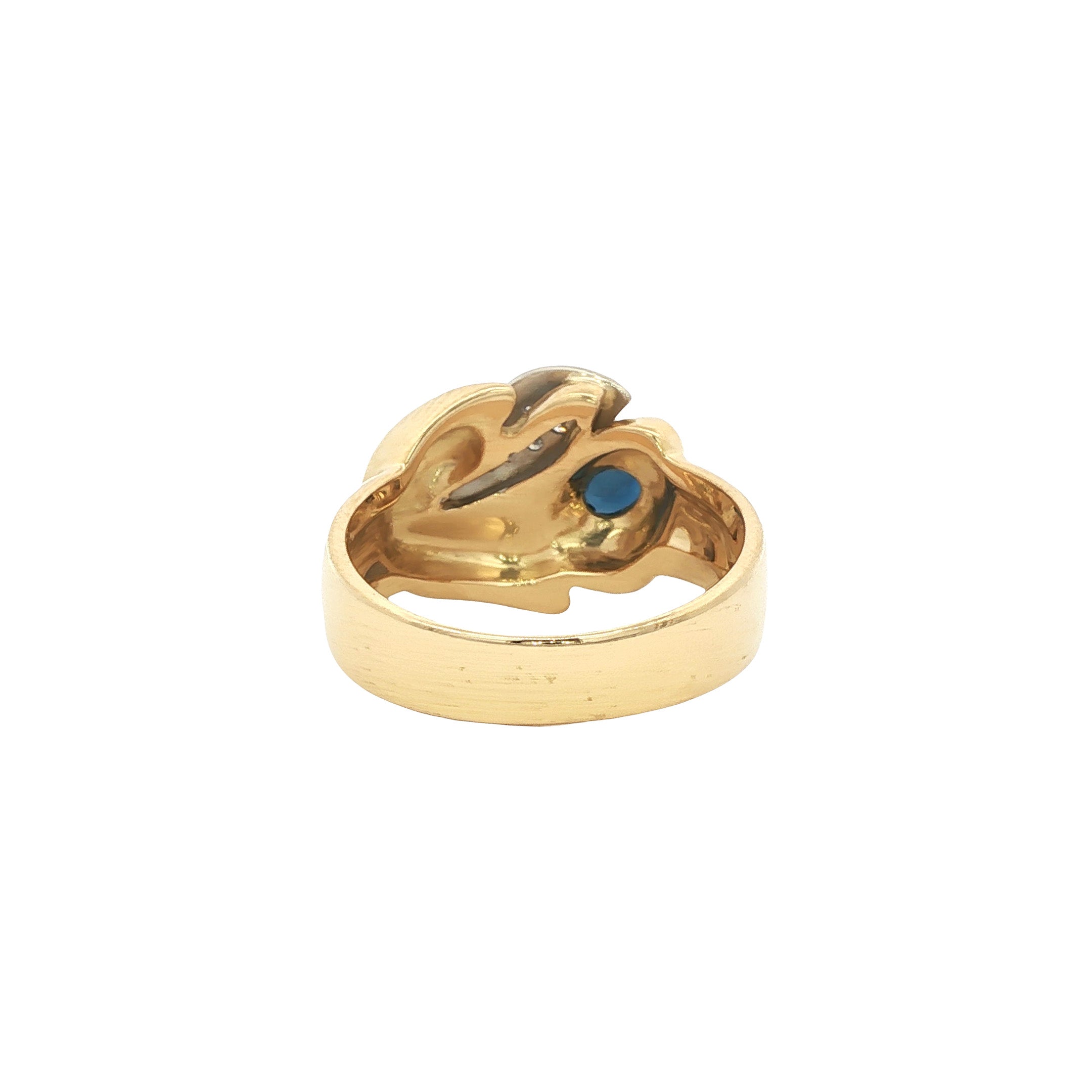 18 kt gold ring with sapphire and diamond