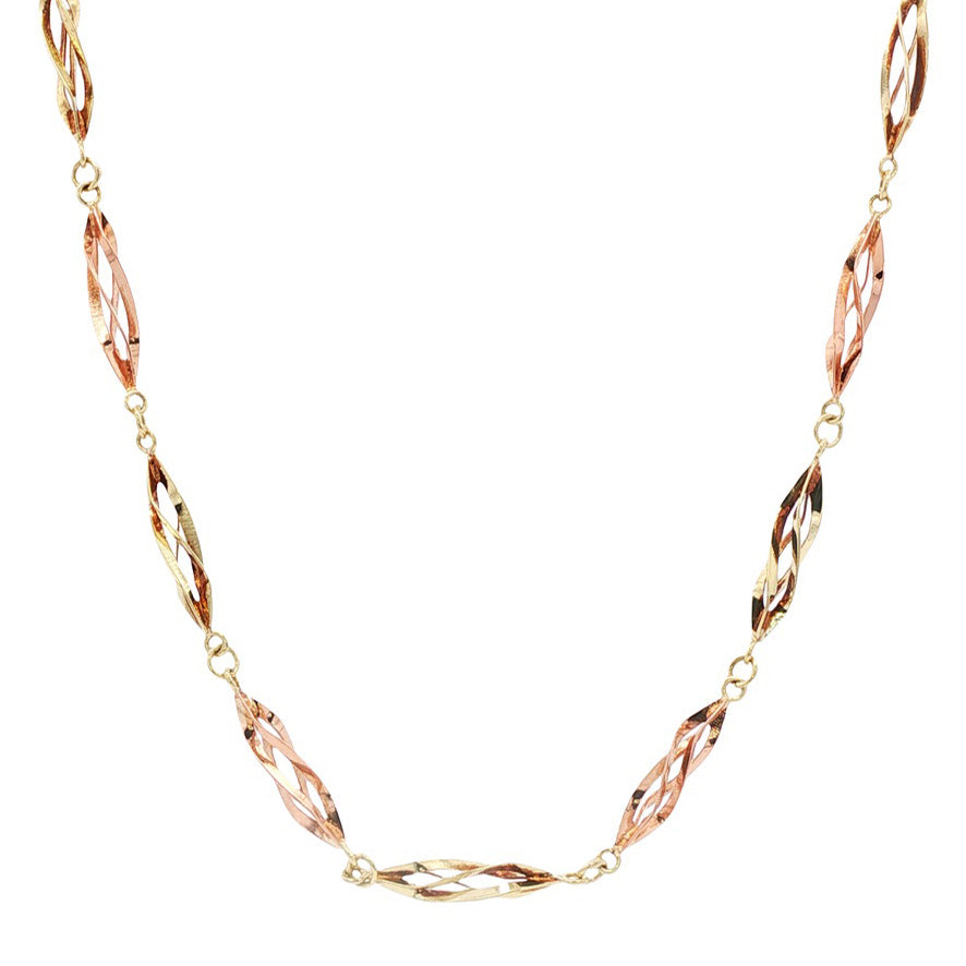 Bicolour gouden vintage fantasie collier 14 kt