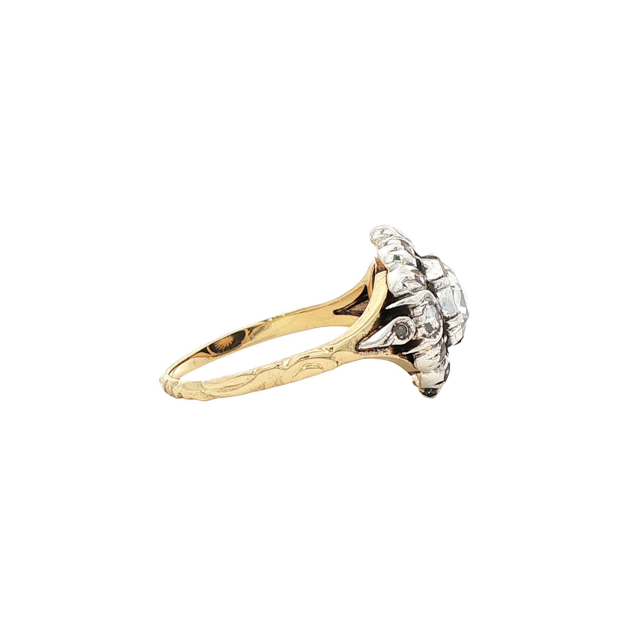 Gouden vintage ring met roosdiamant 14 kt/925