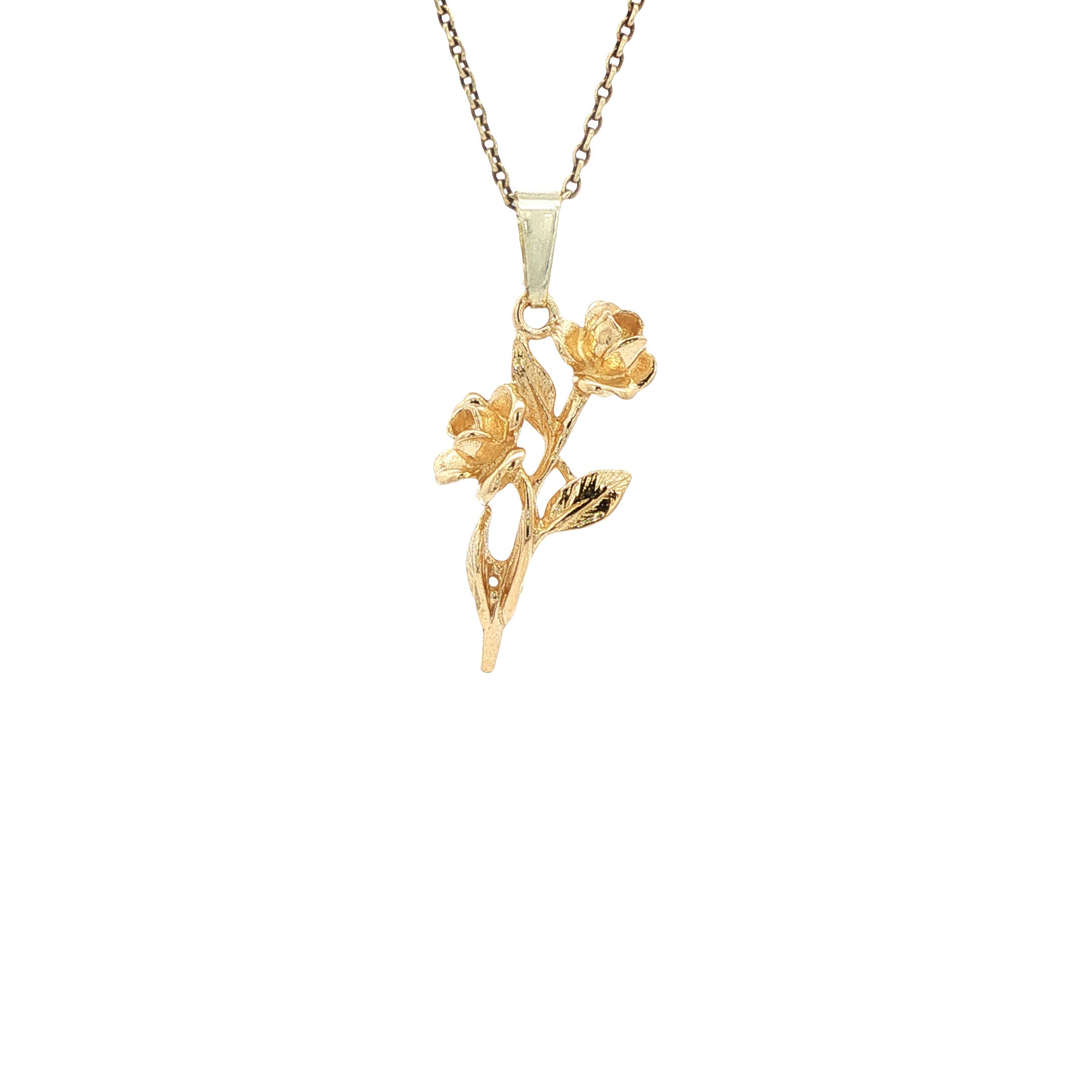 Vintage gold floral pendant 14 kt