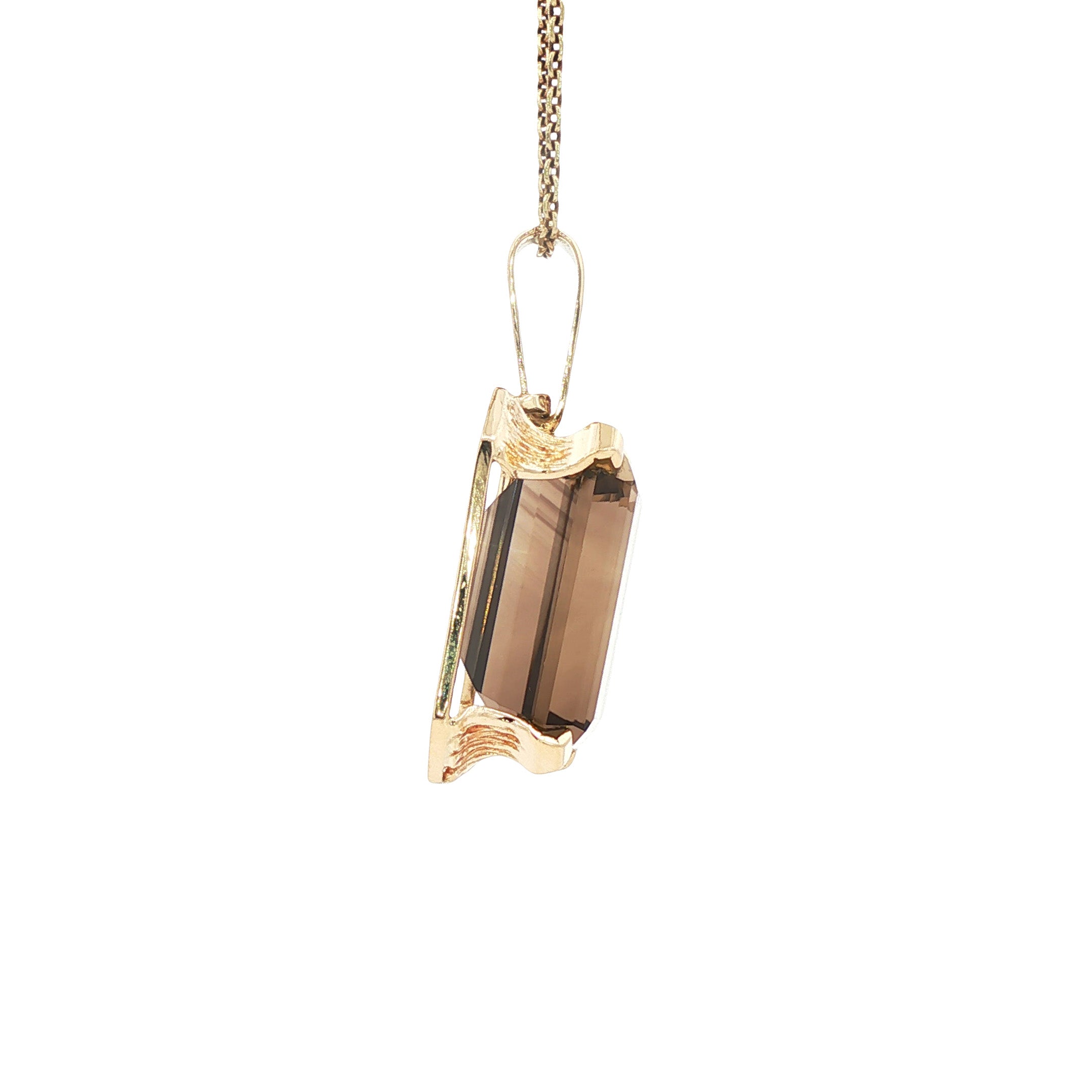 Golden vintage pendant with smoky quartz 14 kt