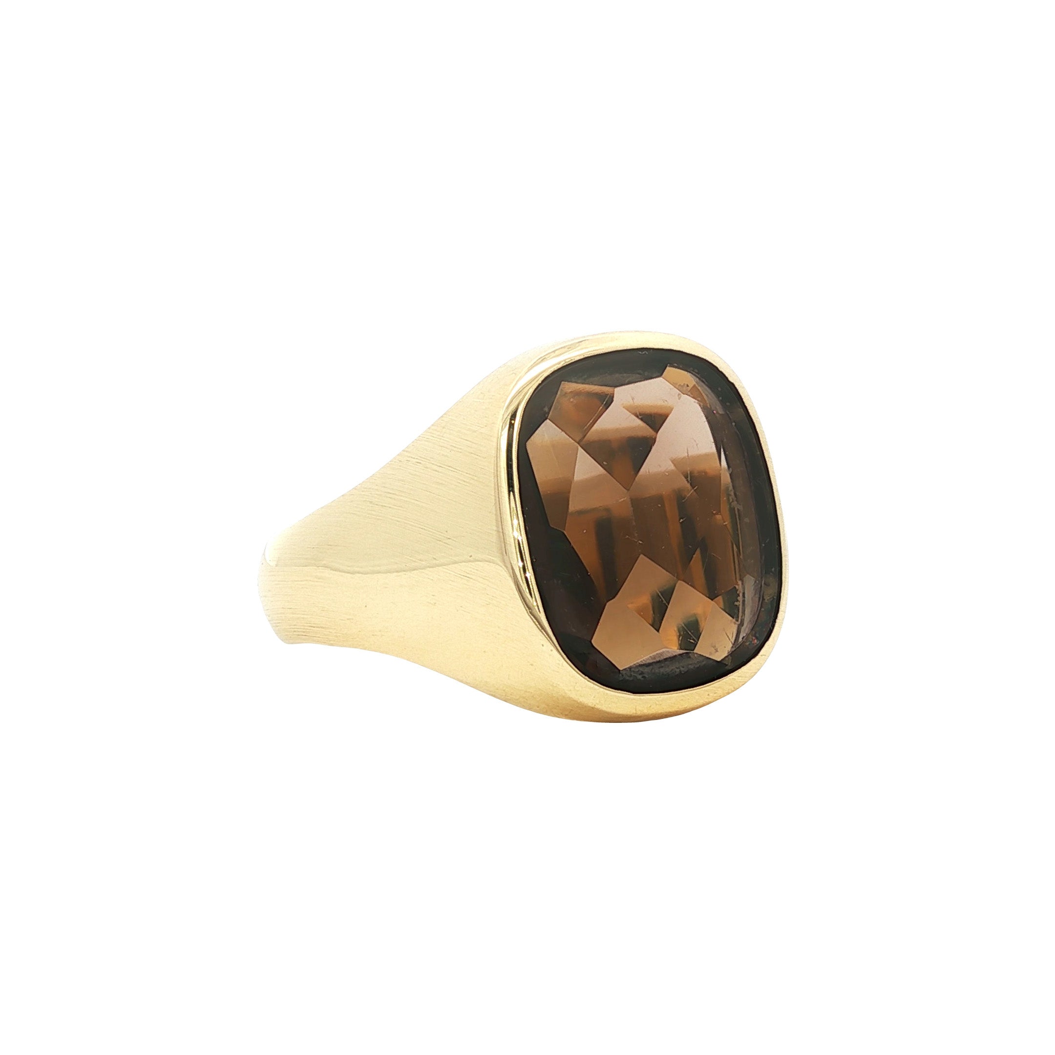 Vintage 14 kt gold signet ring with smoky quartz