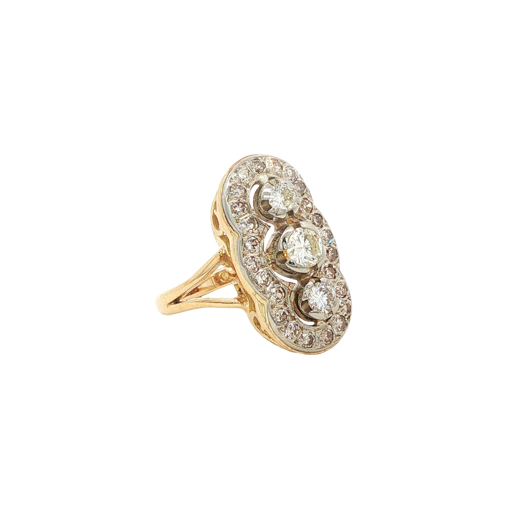 Vintage 18 kt gold princess ring with diamond