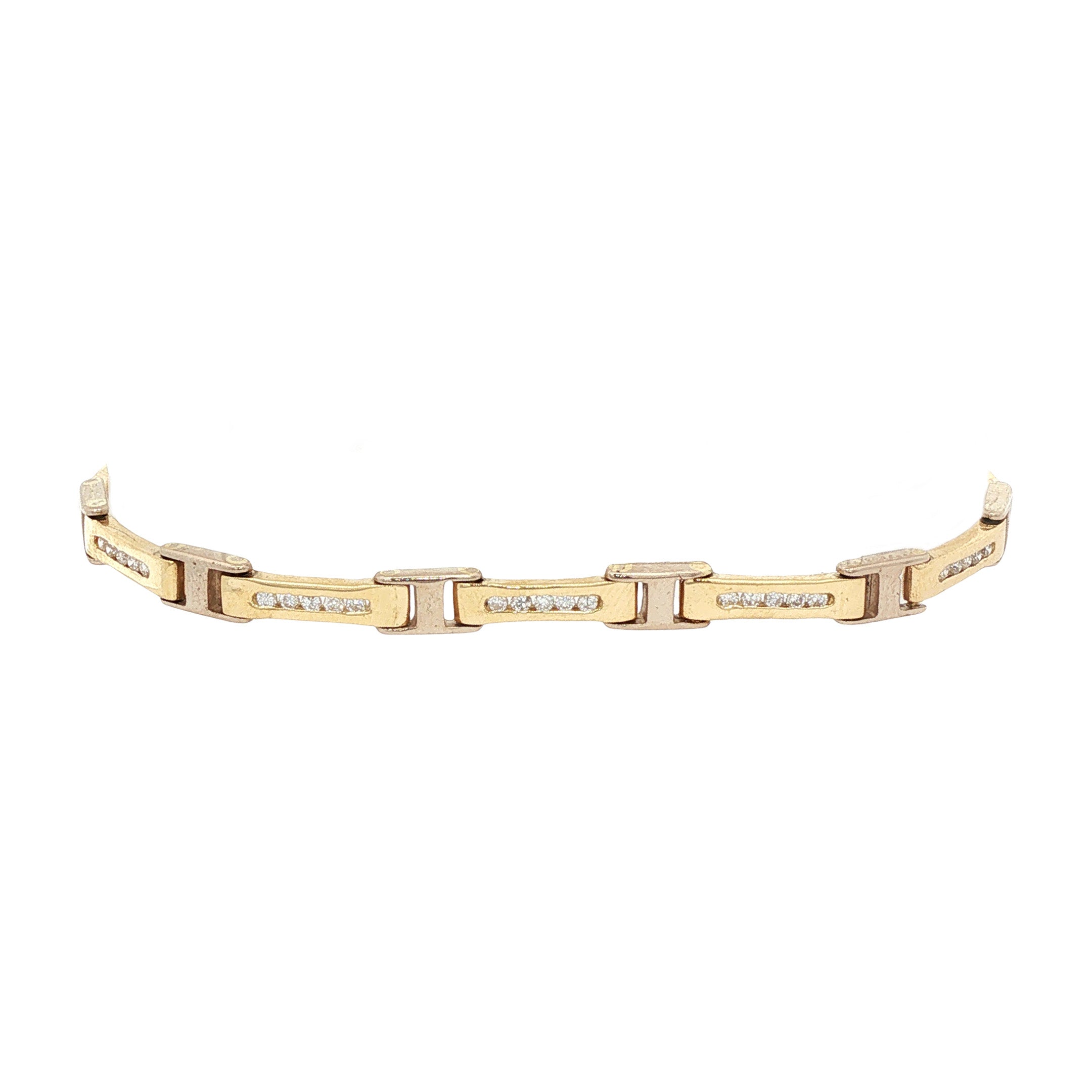 Bicolour gouden vintage armband met diamant 18 kt