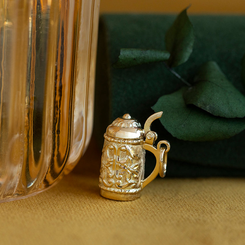 Gouden vintage Beierse bierpul hanger 14 kt