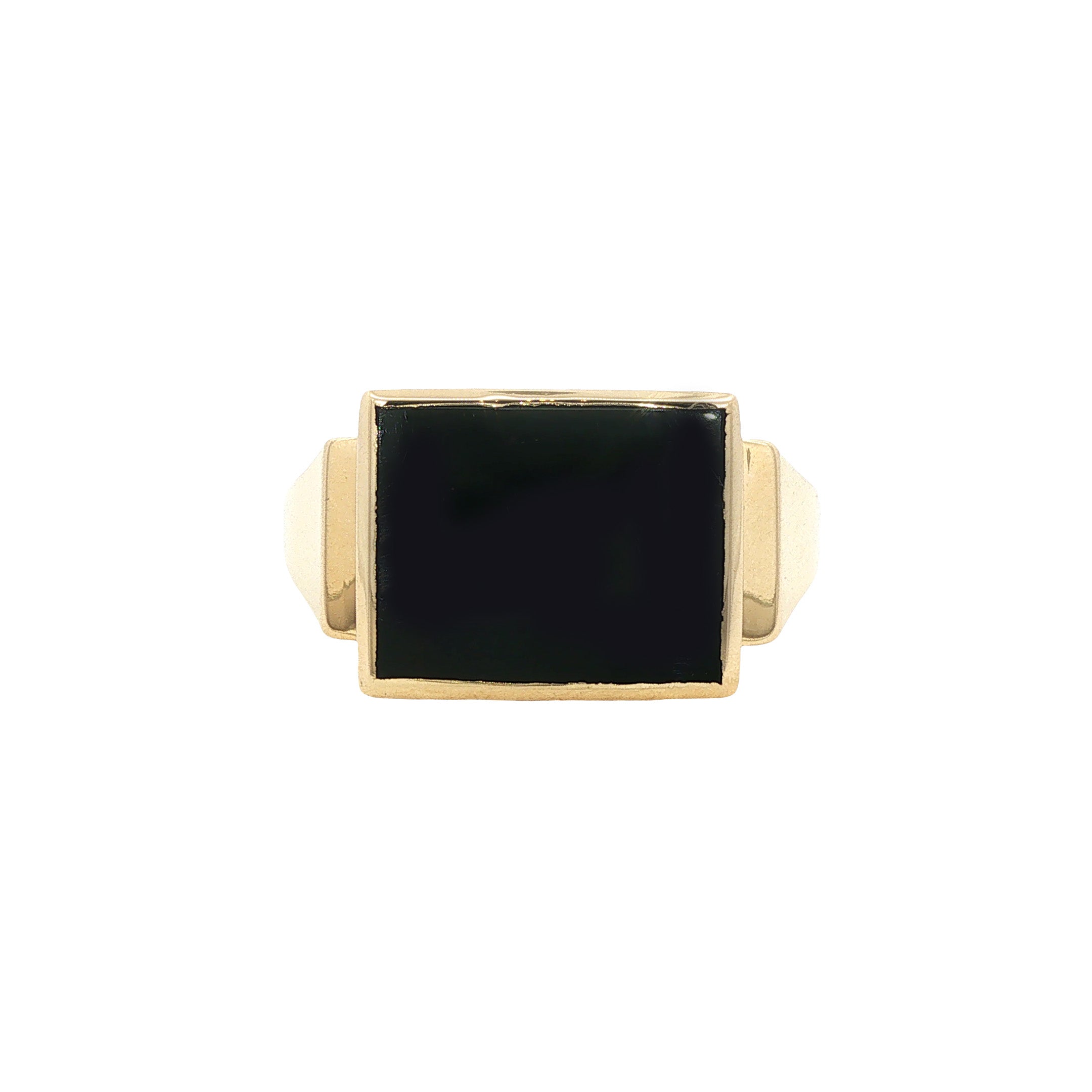 Gouden vintage zegelring met onyx 14 kt