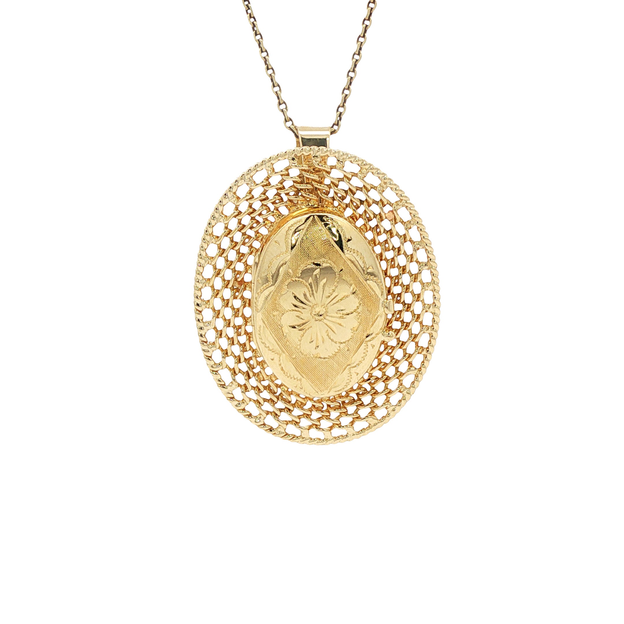 Gouden medaillon hanger met gravure 14 kt