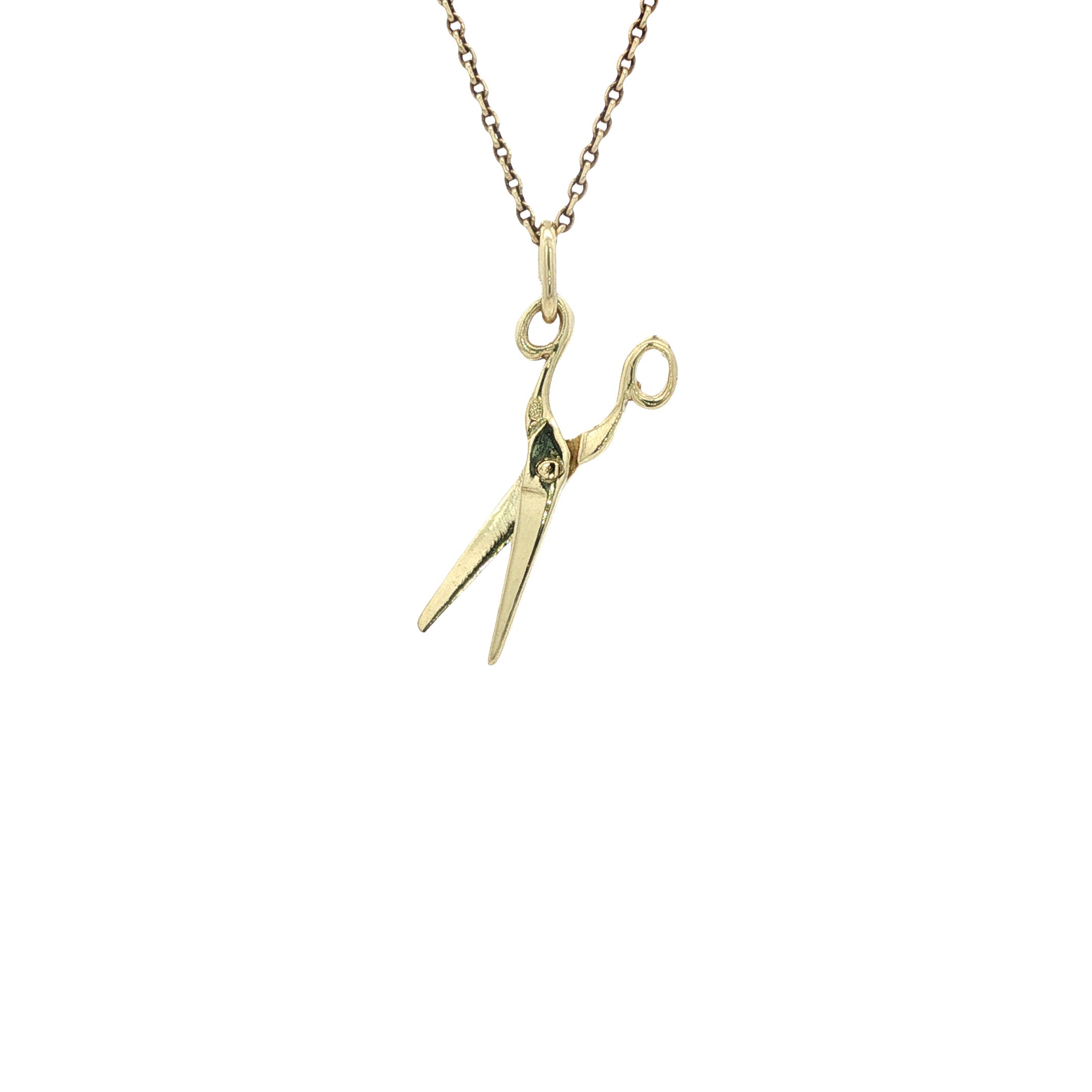 14 kt gold scissors pendant