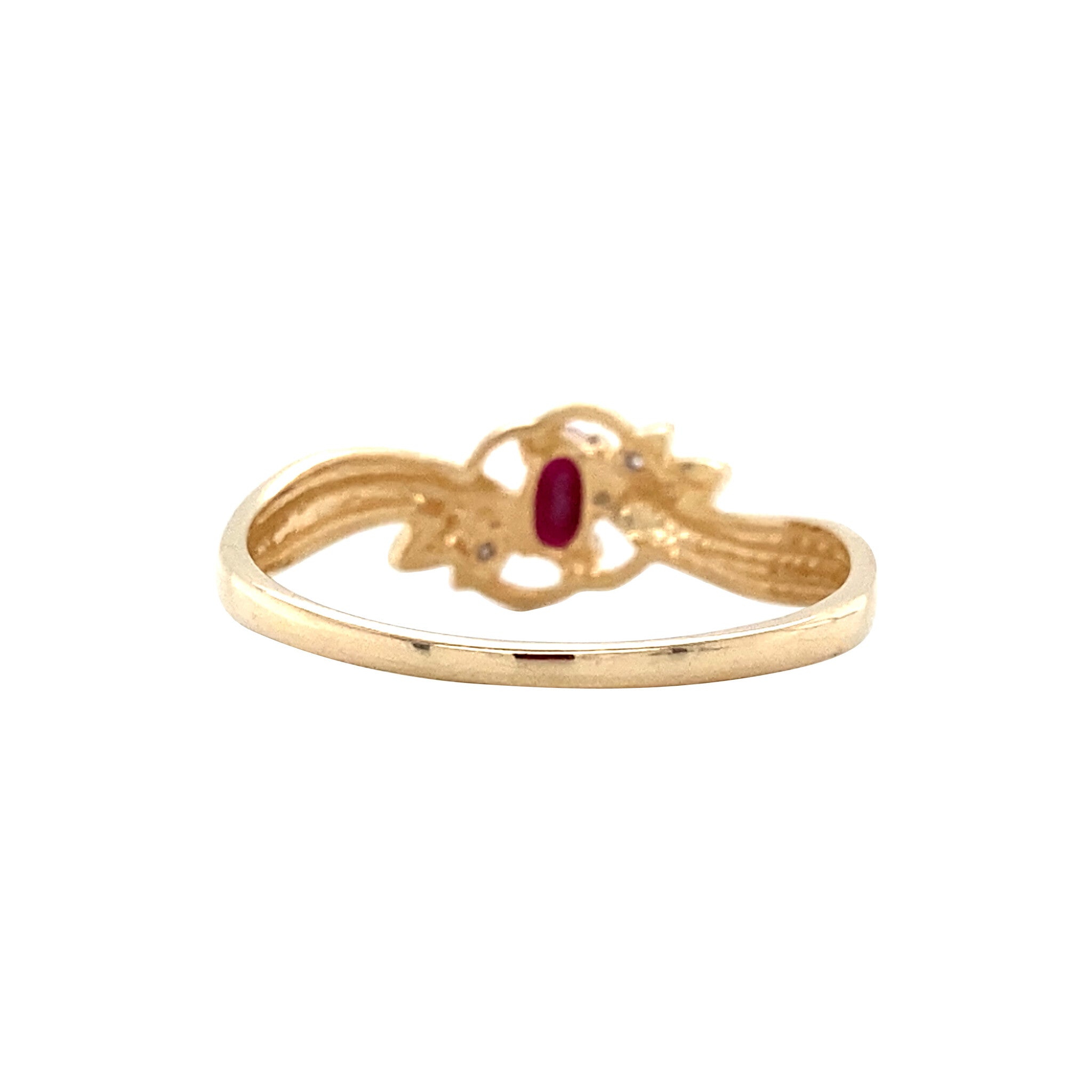 Vintage gold ring with ruby and diamond, 14 kt