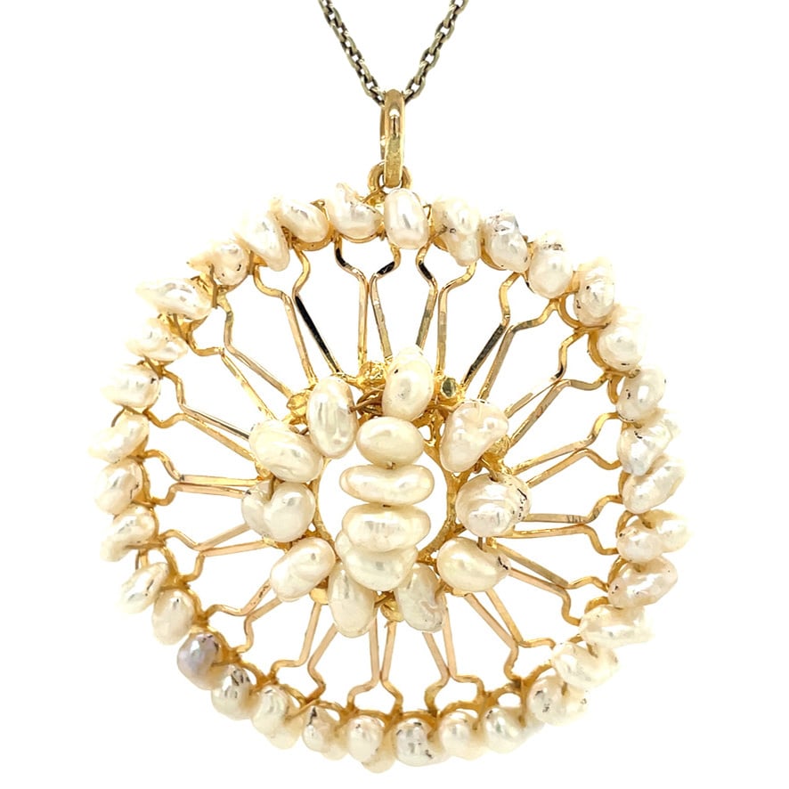 Gouden vintage hanger met parel 20 kt