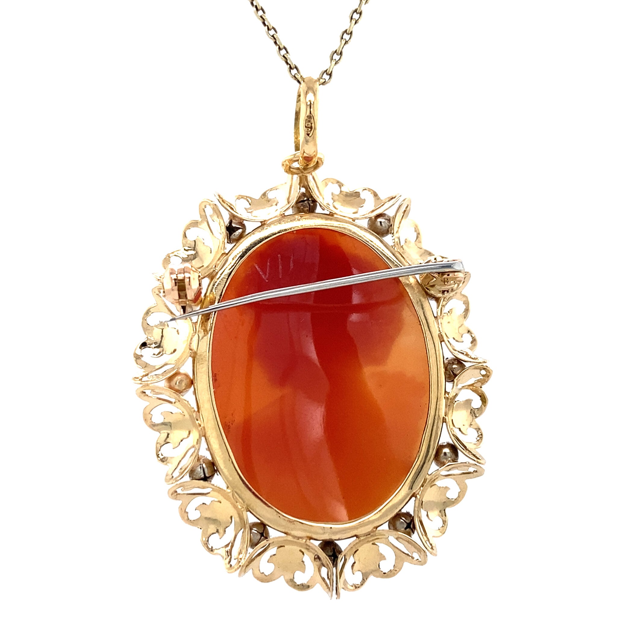 Bicolour gold vintage pendant with cameo 18 kt