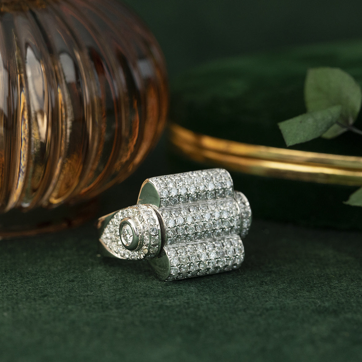 Witgouden ring met diamant 18 krt