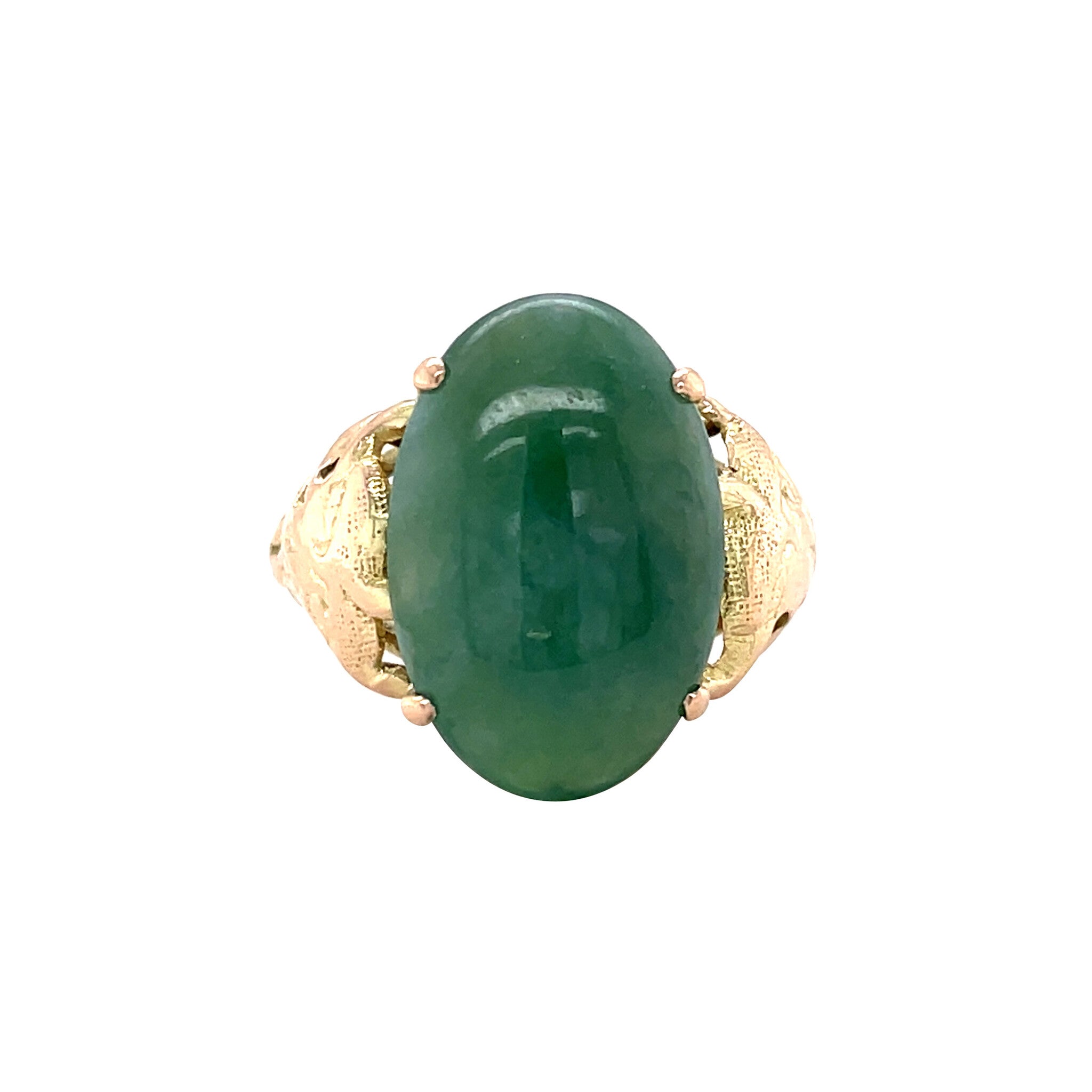 Gold vintage ring with jade 14 kt