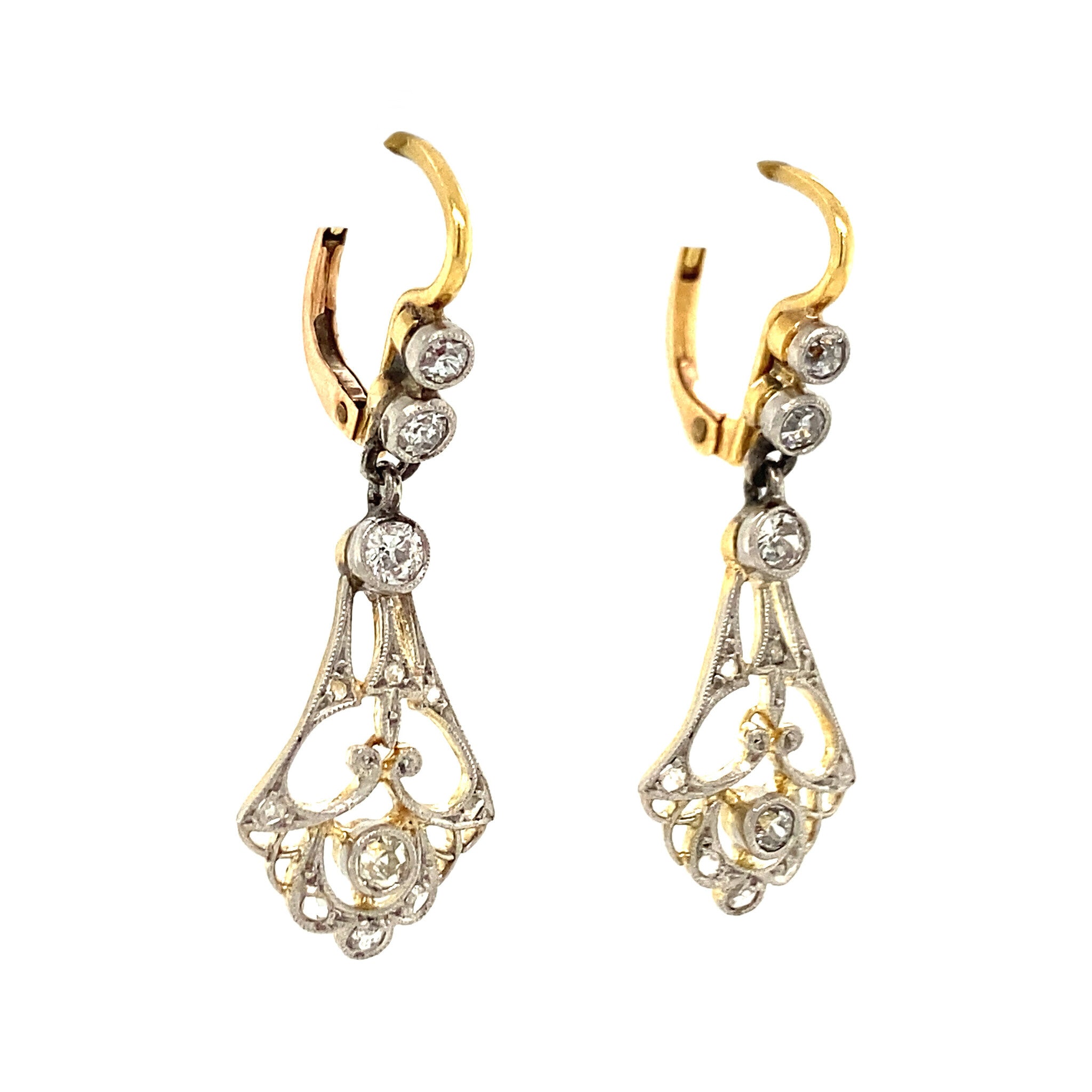Gold earrings with diamond 14 kt/950