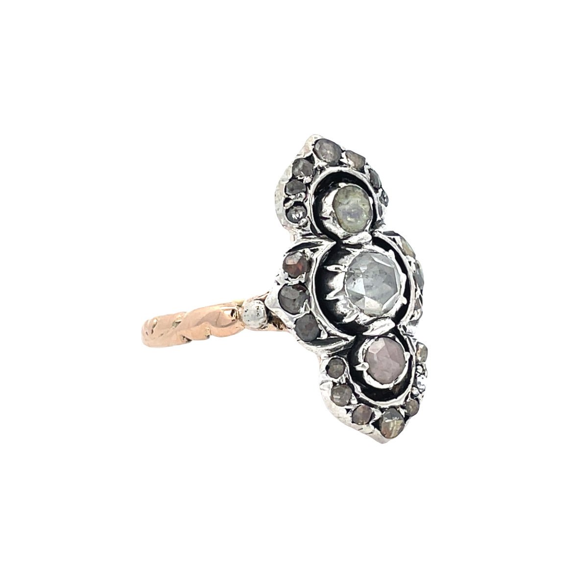 Roségouden prinsessen ring met roosdiamant 14 kt/925