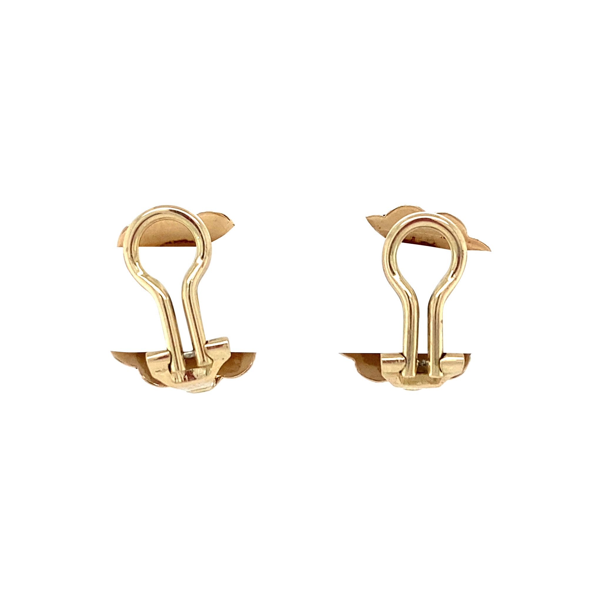 Gouden vintage oorclips met granaat 14 krt