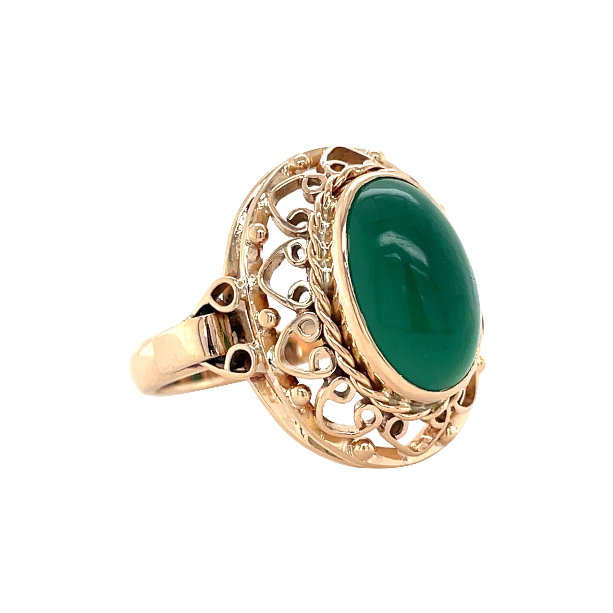 Gouden vintage ring met agaat 14 krt
