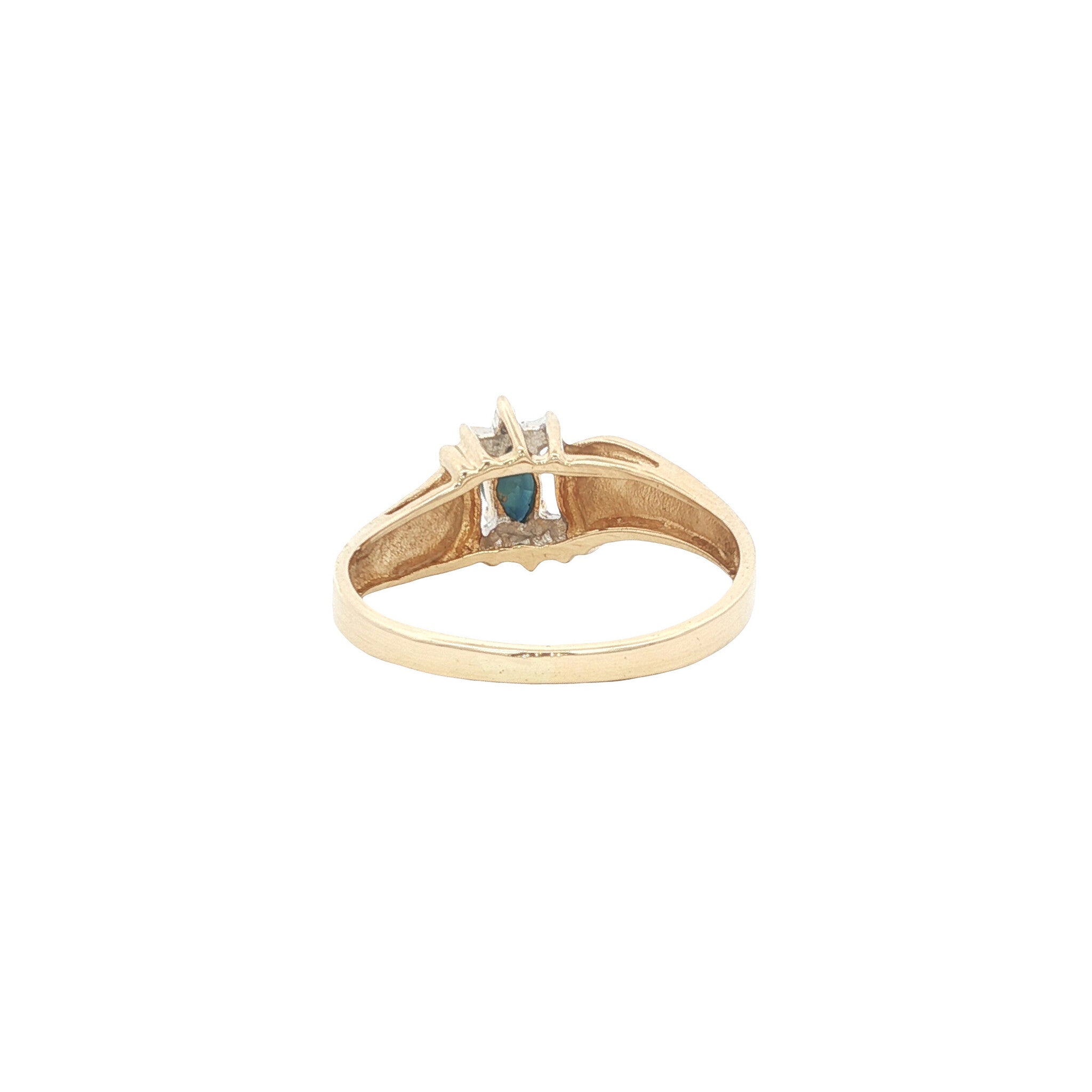Gold vintage ring with sapphire and diamond 14 kt
