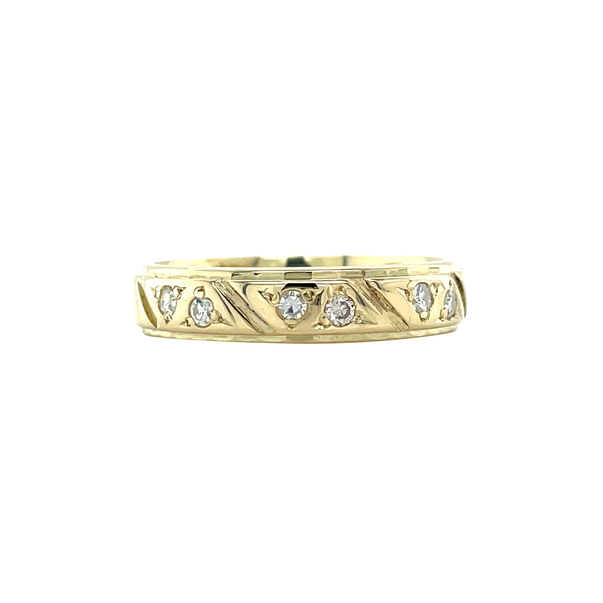 Gouden vintage ring met diamant 14 kt