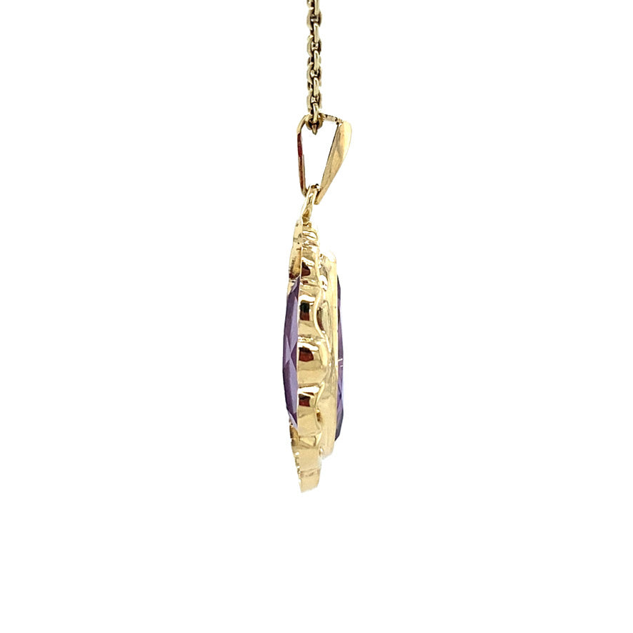 Gouden vintage hanger met saffier 14 krt