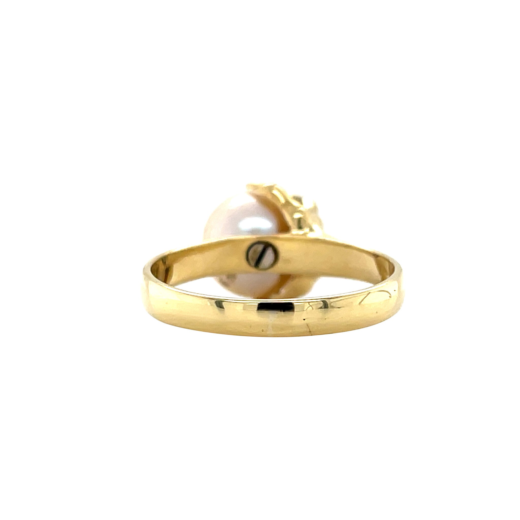 Gouden vintage klauw ring met parel 18 krt