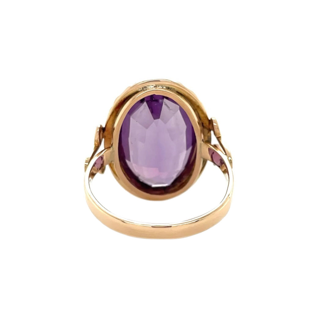 Gouden vintage ring met saffier 14 kt