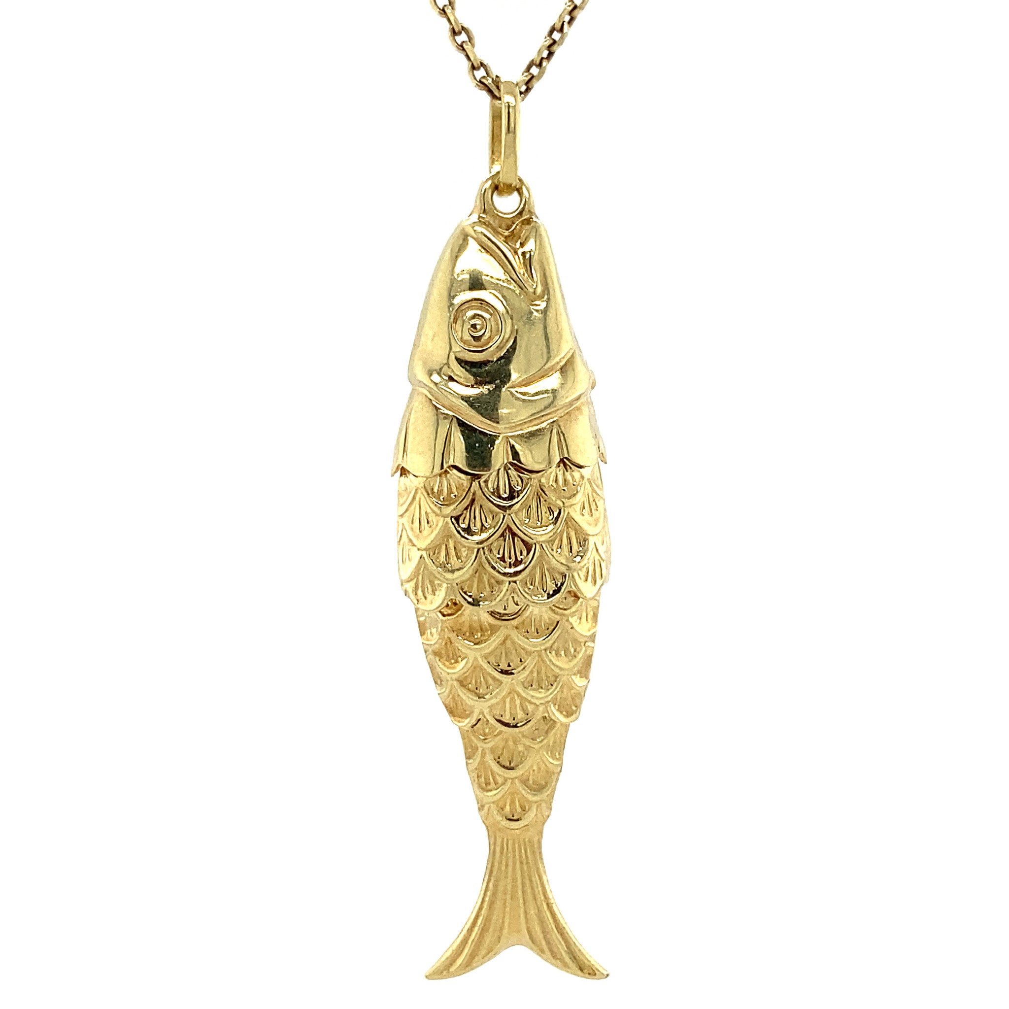 Gold pendant fish 14 crt