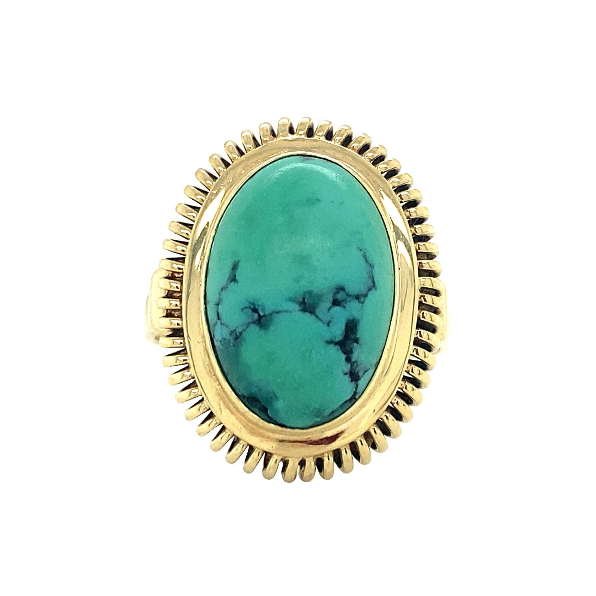 14 kt gold ring with turquoise