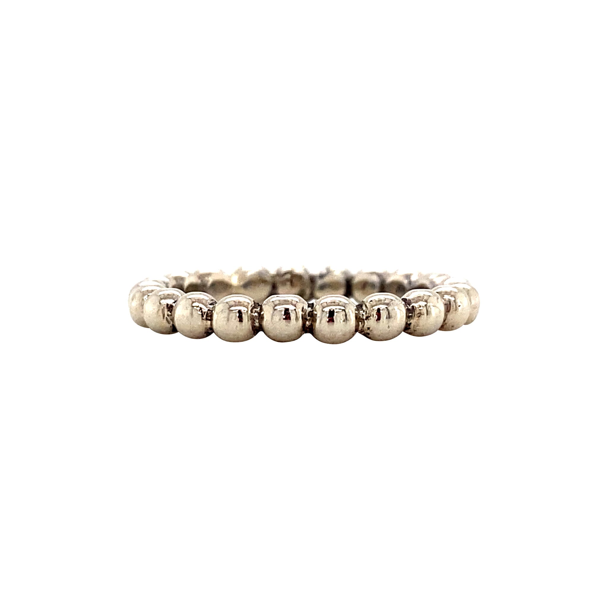 Witgouden vintage bolletjes aanschuif ring 14 krt